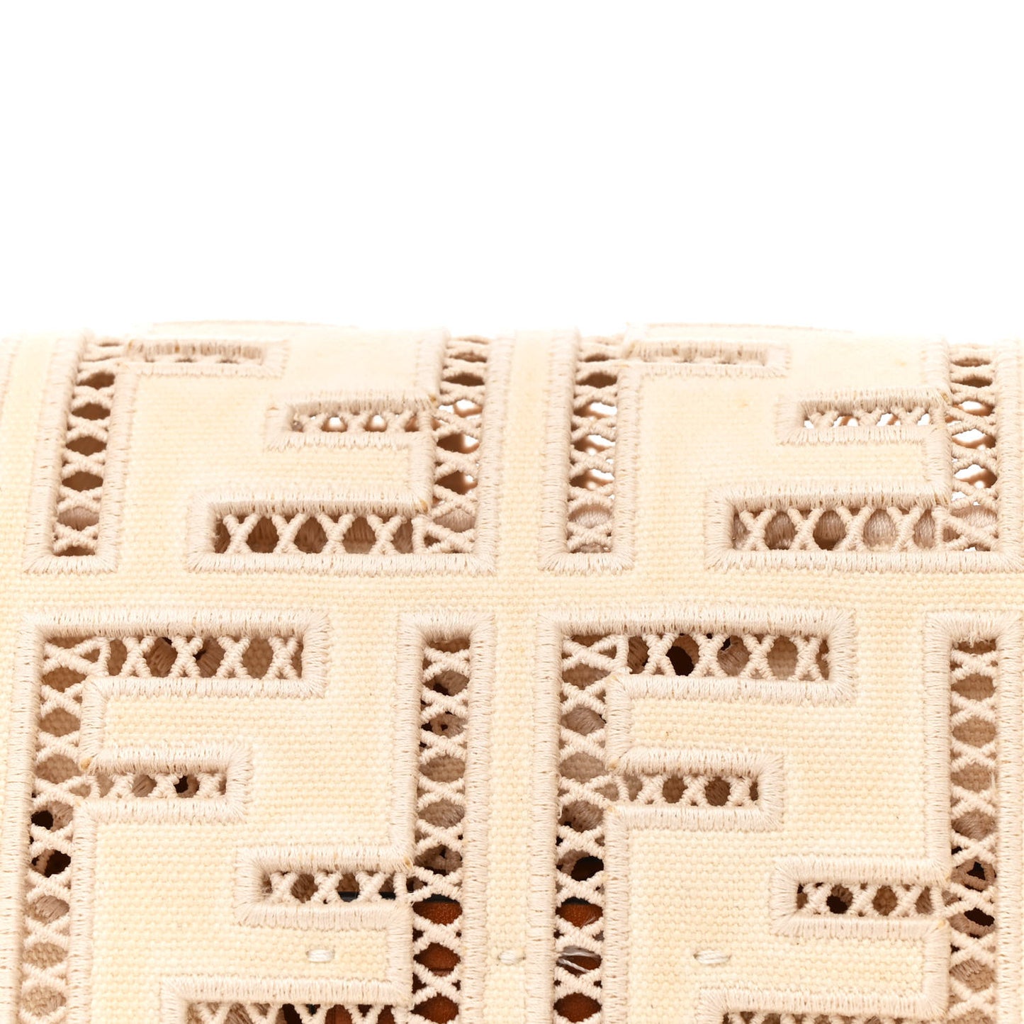 Canvas Cuoio Agata FF Ajour Embroidered Baguette Grezzo Cuoio
