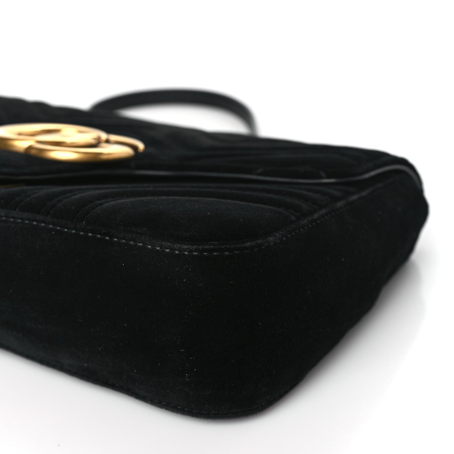 Gucci Velvet Matelasse Medium GG Marmont Shoulder Bag Black 9 of 9