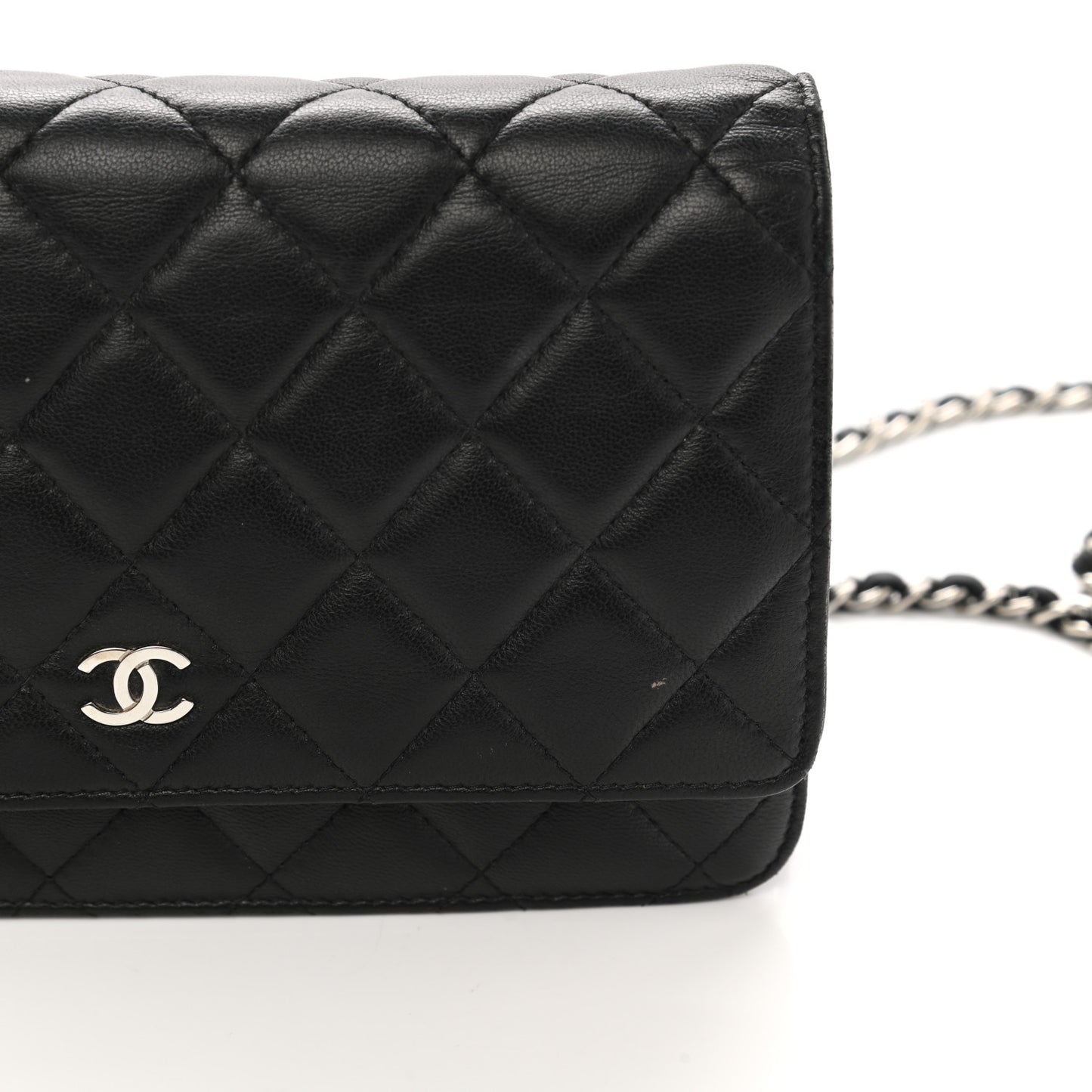 Lambskin Quilted Wallet On Chain WOC Black