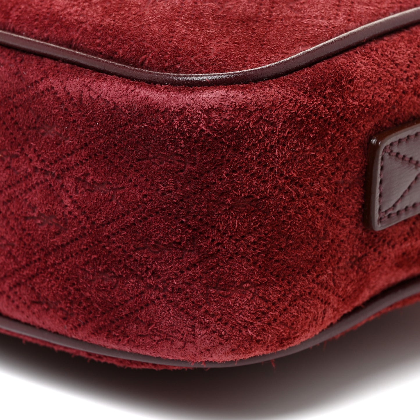 Suede Monogram All Over Camera Bag Burgundy