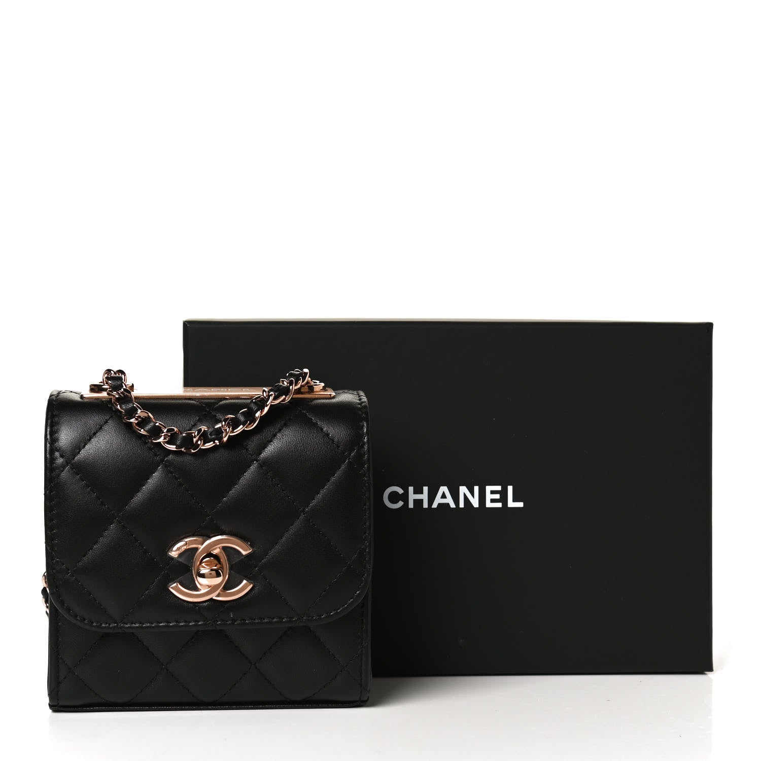 Chanel Lambskin Quilted Mini Trendy CC Chain Wallet Black 11 of 11