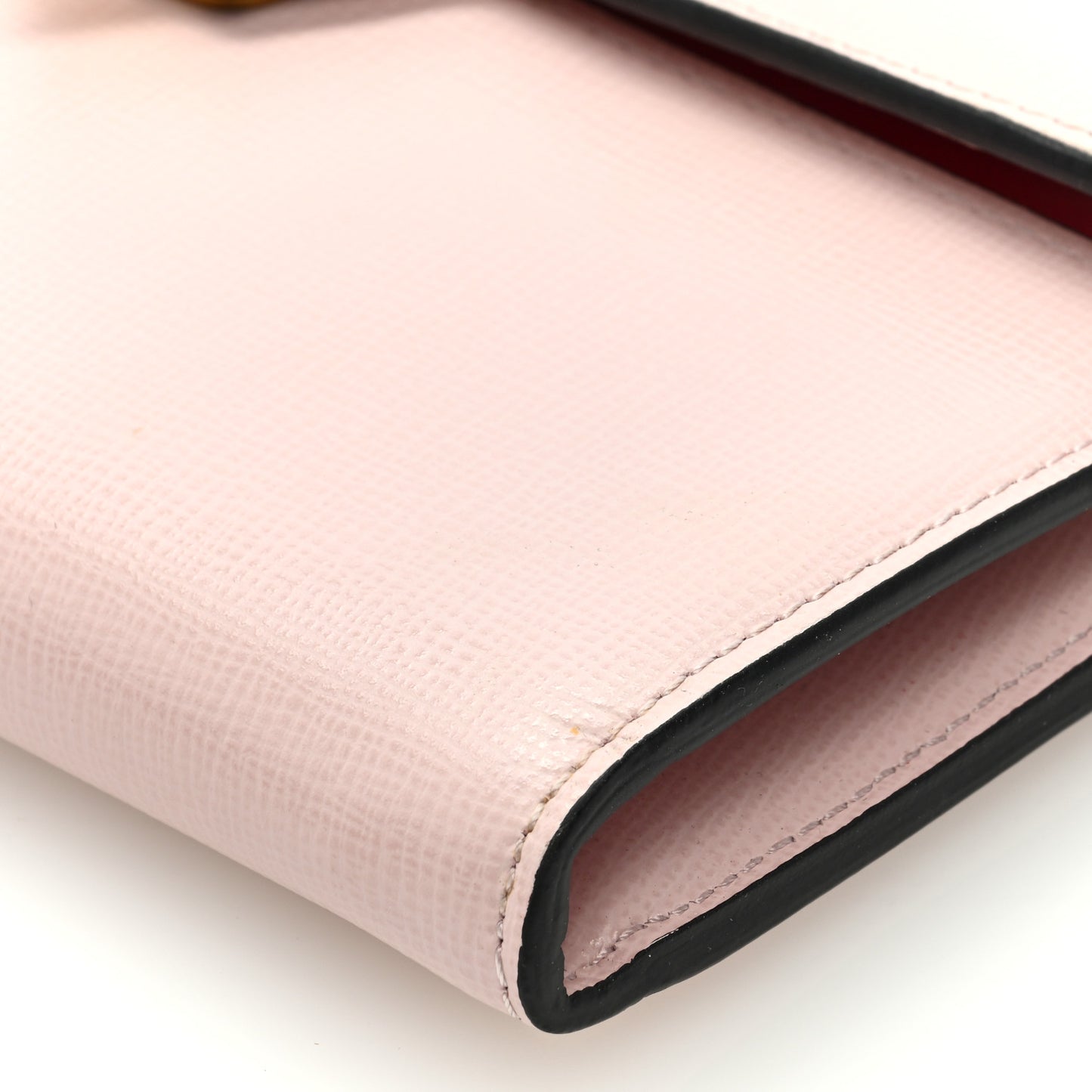 Grainy Calfskin Rockstud Alcove Wallet On Chain Rose Quartz