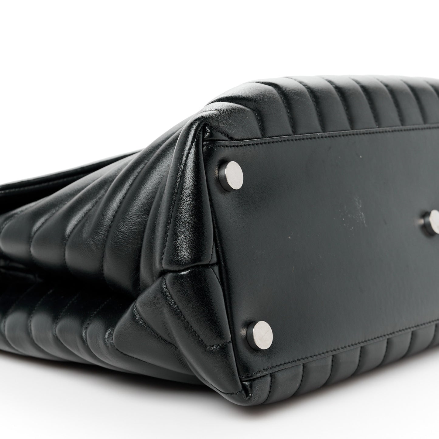 Calfskin Y Quilted Monogram Large Loulou Chain Satchel Black