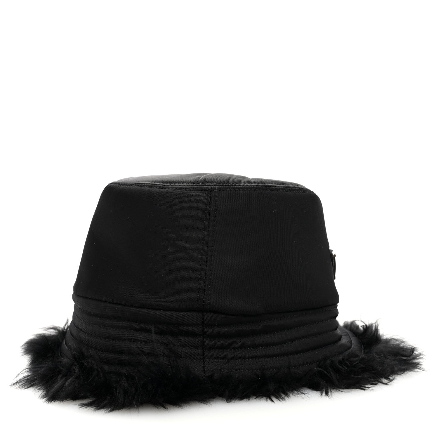 Prada Nylon Alpaca Triangle Womens Bucket Hat M Black 6 of 8