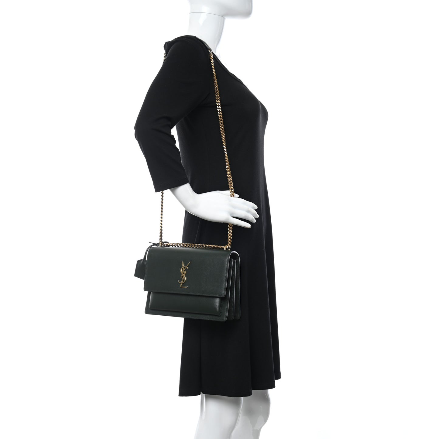 Calfskin Medium Monogram Sunset New Vert Fonce