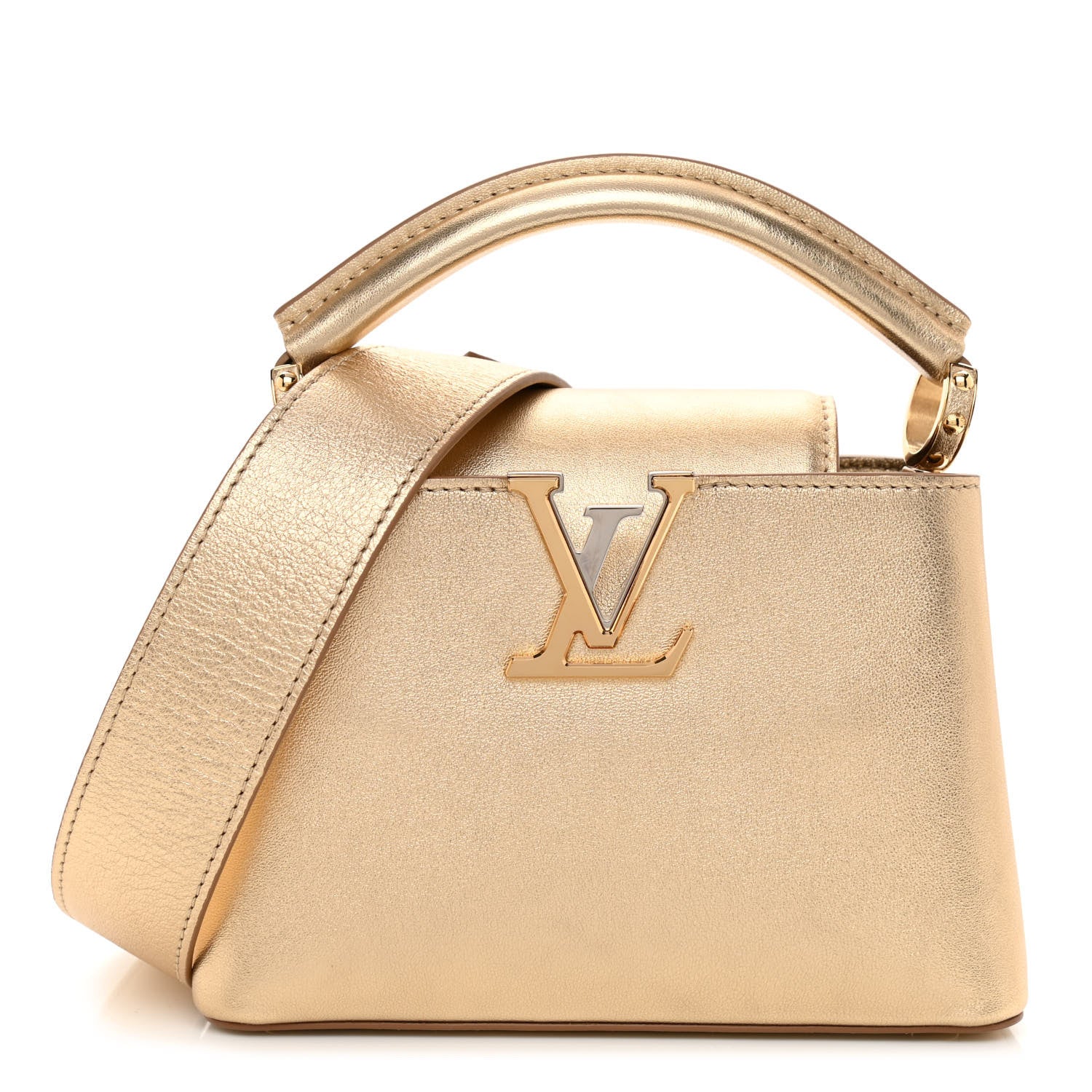 Louis Vuitton ハート型ケース ゴールド Louis Vuitton Metallic Calfskin Mini Capucines Gold 1170867