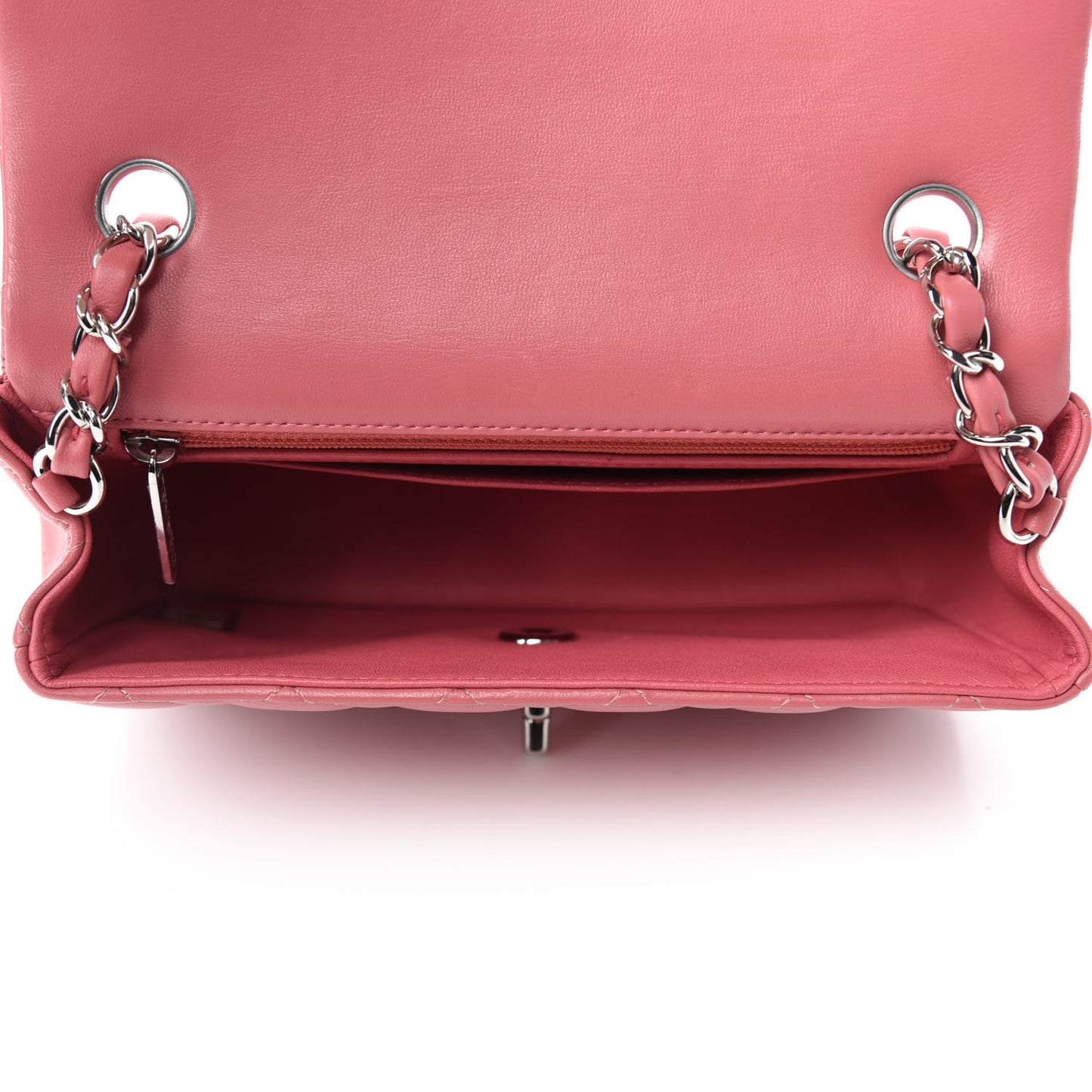 Lambskin Quilted Mini Rectangular Flap Pink