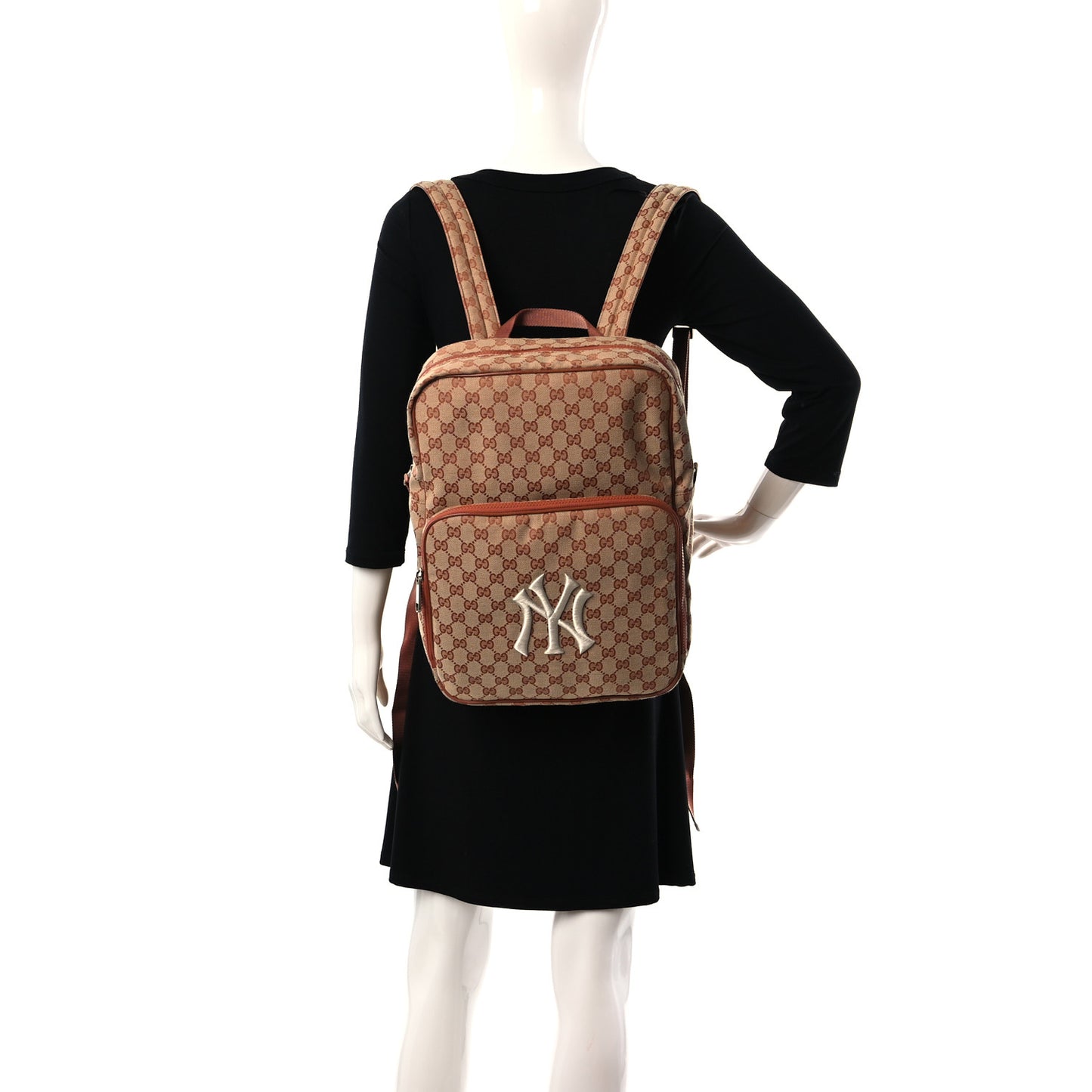 X MLB GG Monogram NY Yankees Medium Backpack Beige Ruggine Ivory