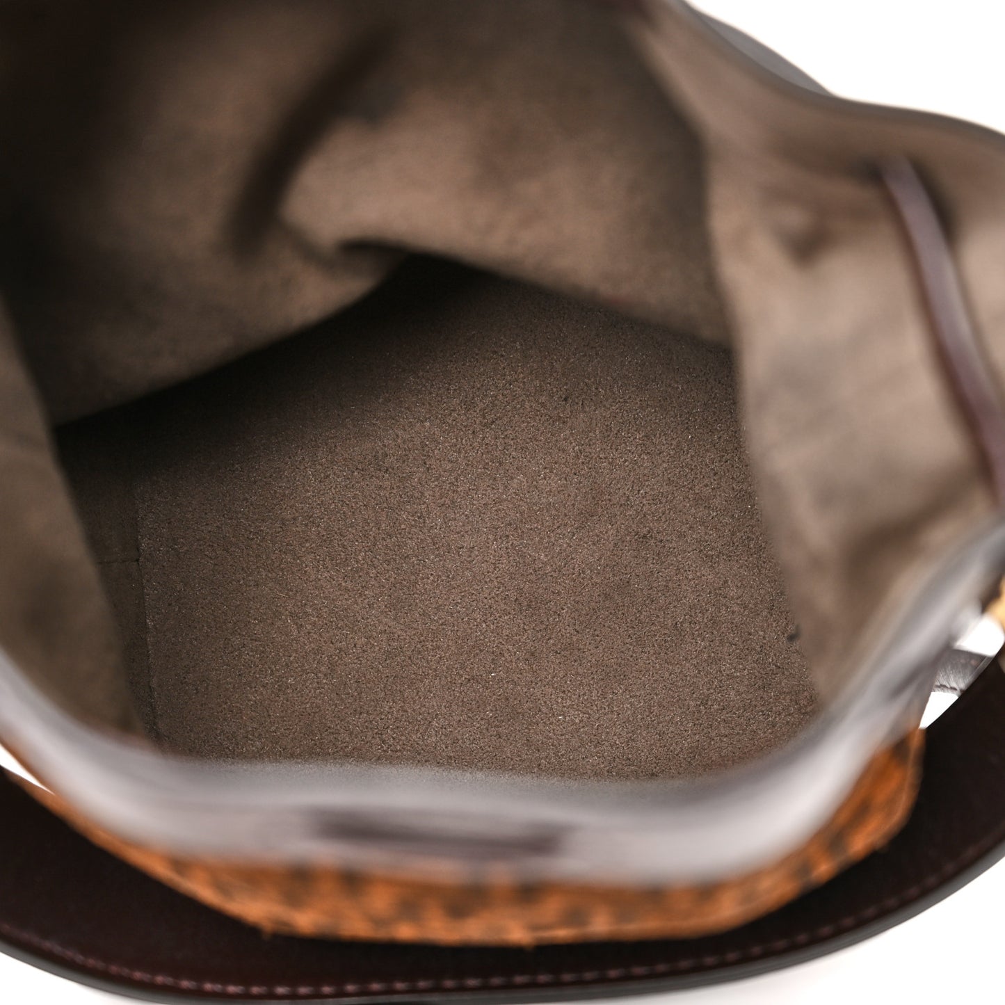 Suede Vitello King F is Fendi Micro FF Mini Mon Tresor Bucket Bag Sigaro Marrone Ebano