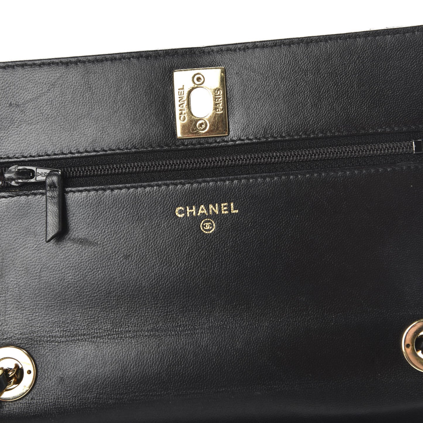 Lambskin Quilted Trendy CC Wallet On Chain WOC Black