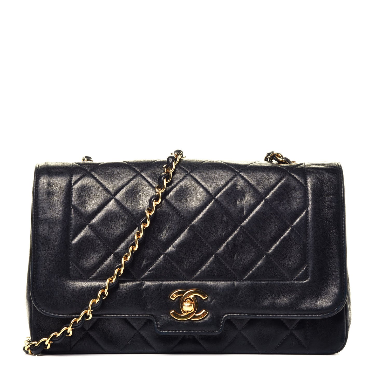 Lambskin Quilted Medium Single Flap Black