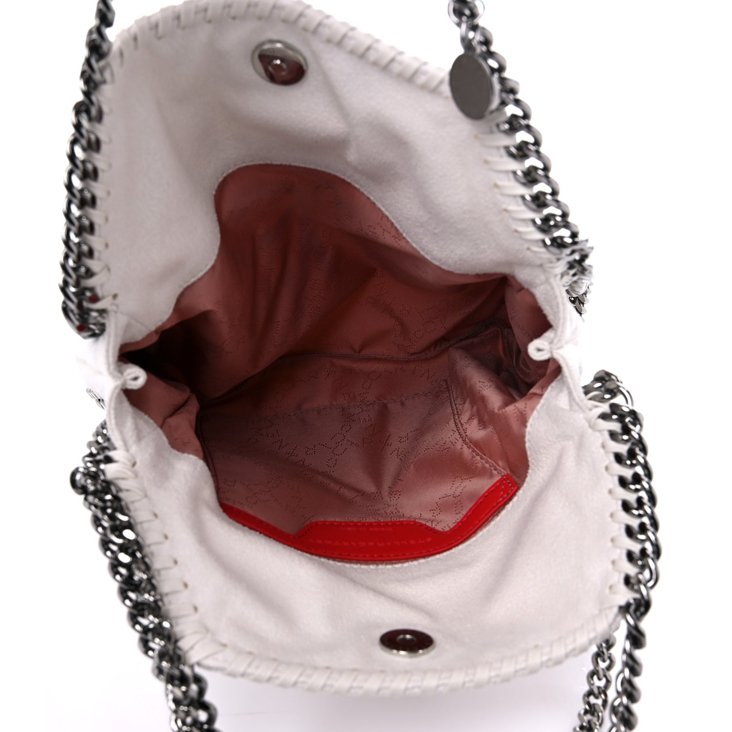 X ED CURTIS Shaggy Deer Logo Embroidered Mini Falabella Fold Over Tote White