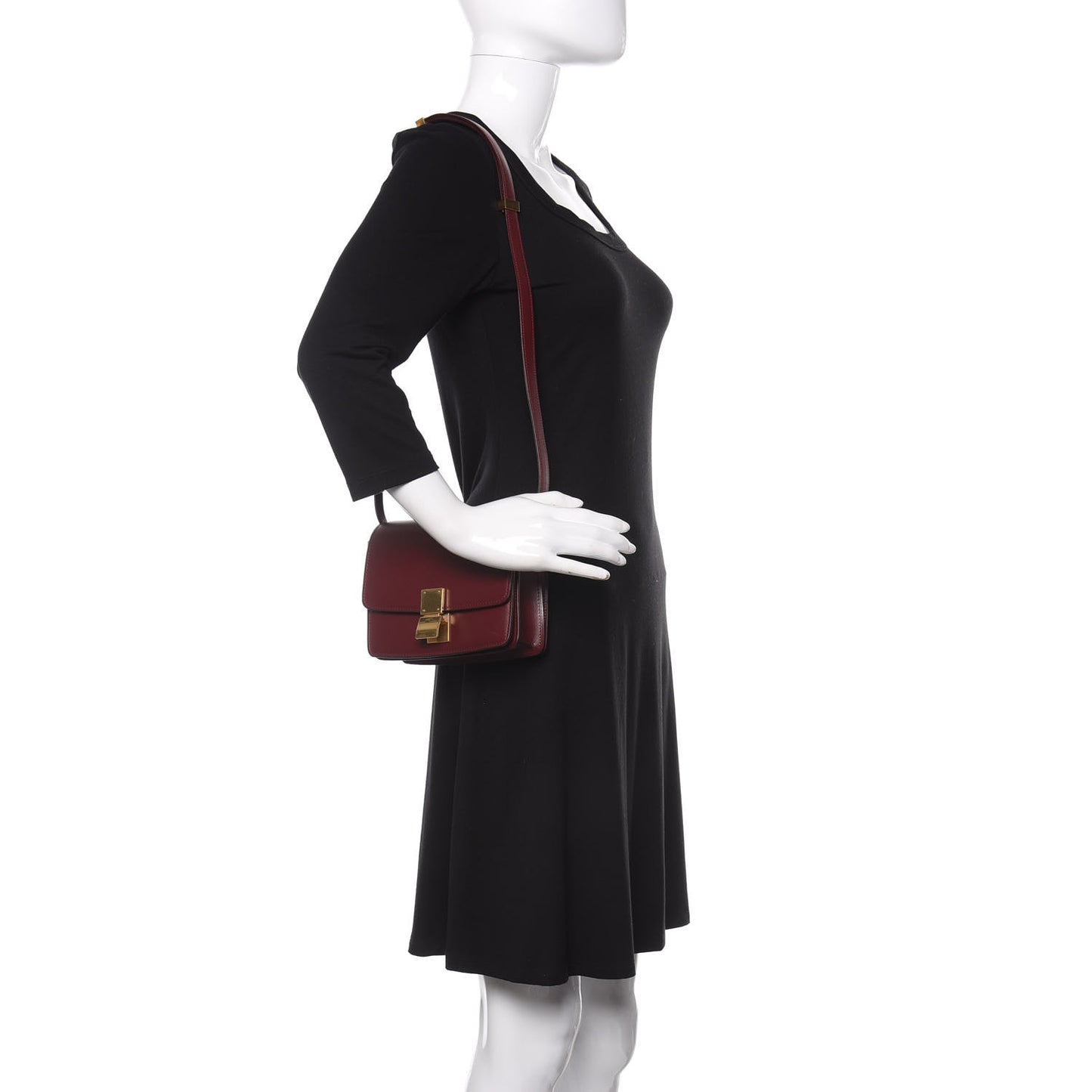 Box Calfskin Small Classic Box Flap Bag Burgundy