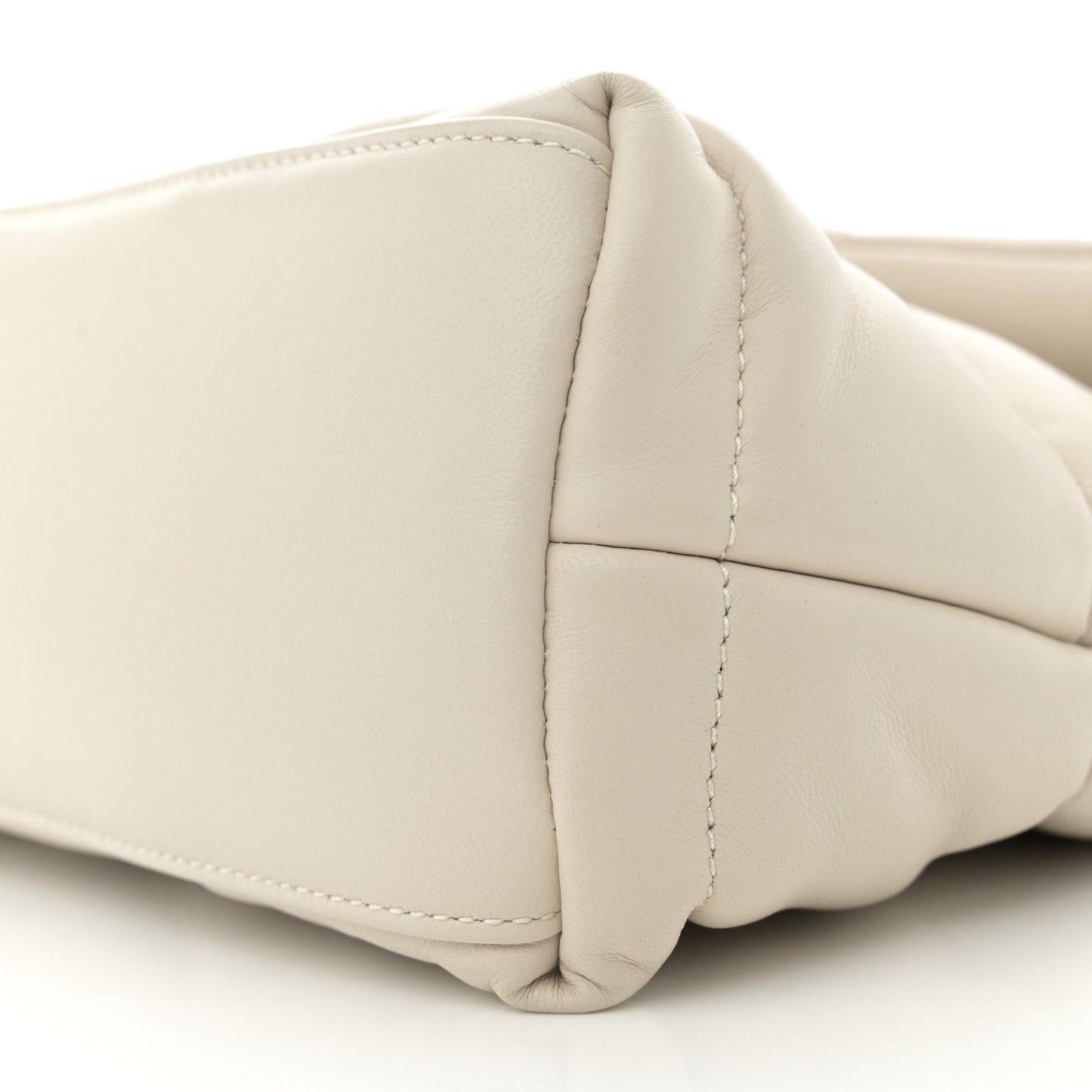 Lambskin Quilted Small Loulou Puffer Monogram Chain Satchel Crema Soft