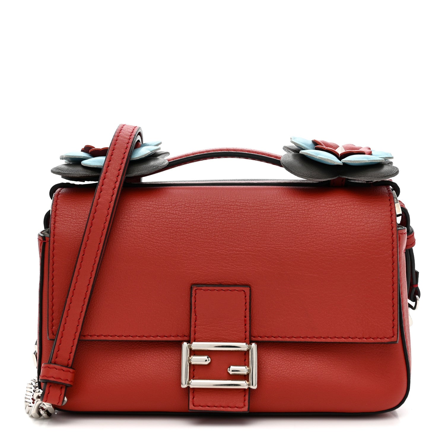 Fendi Vitello Dolce Flowerland Bi-Color Studded Micro Double
