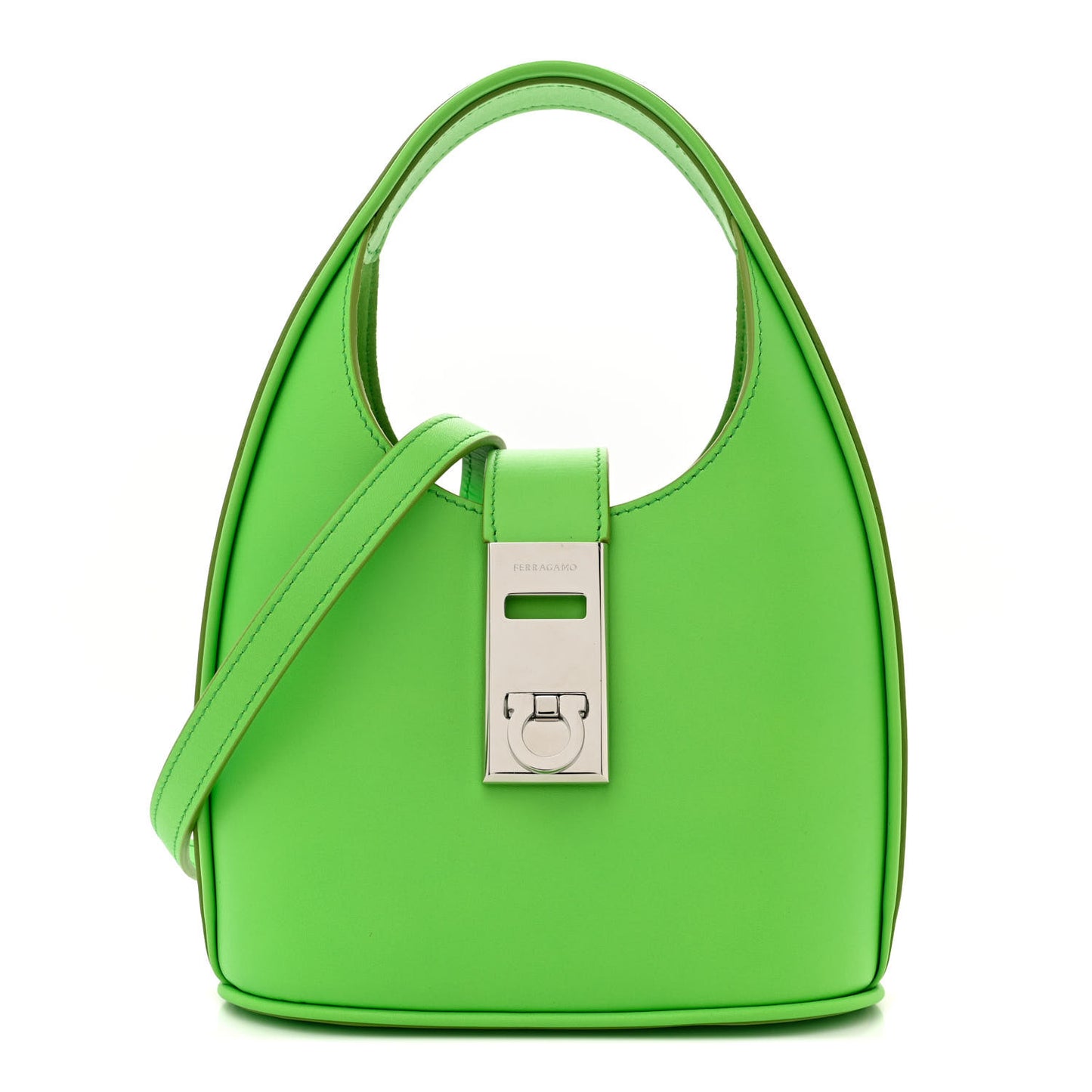 Soft Calfskin Mini Gancini Hobo Lime