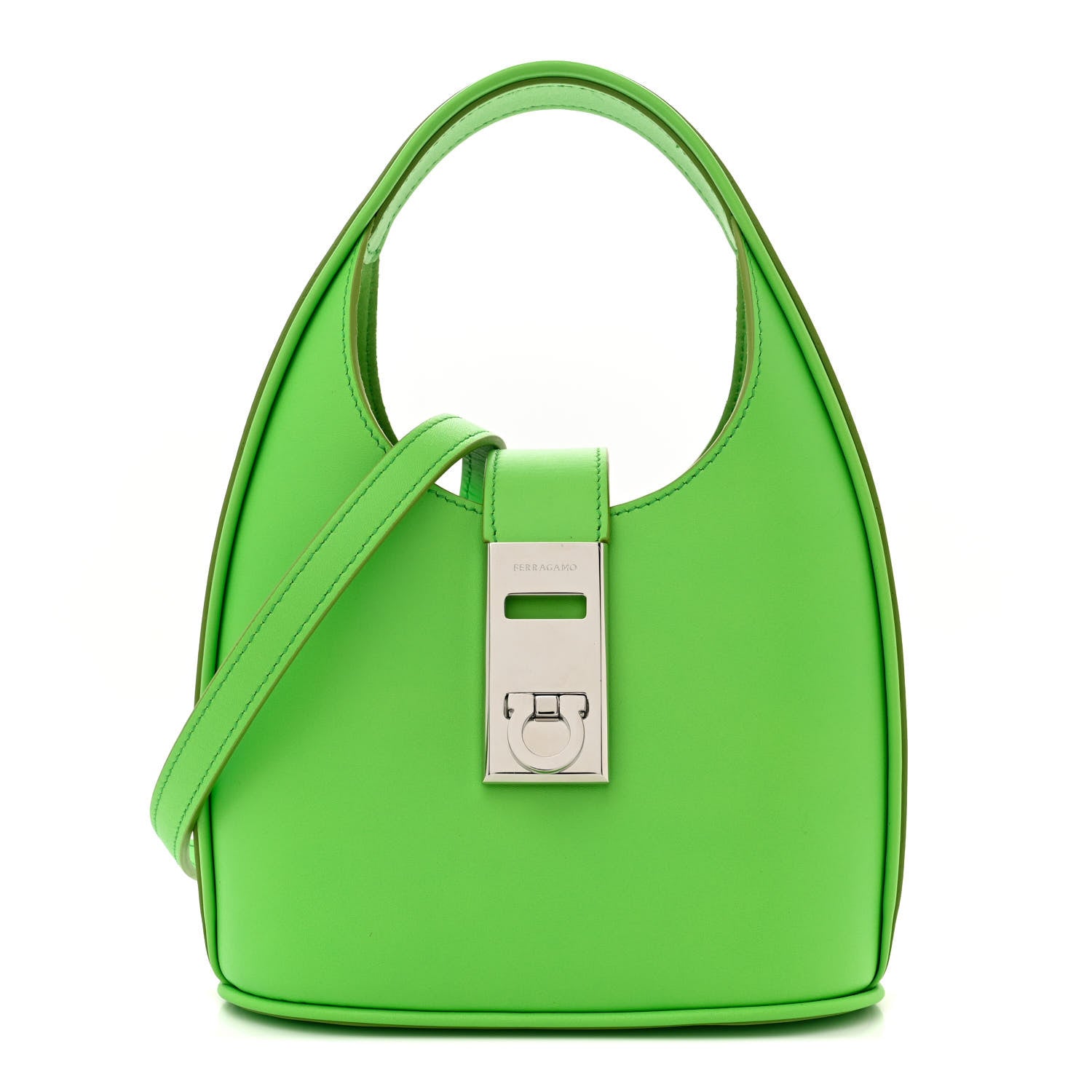 Salvatore Ferragamo Soft Calfskin Mini Gancini Hobo Lime 1 of 10