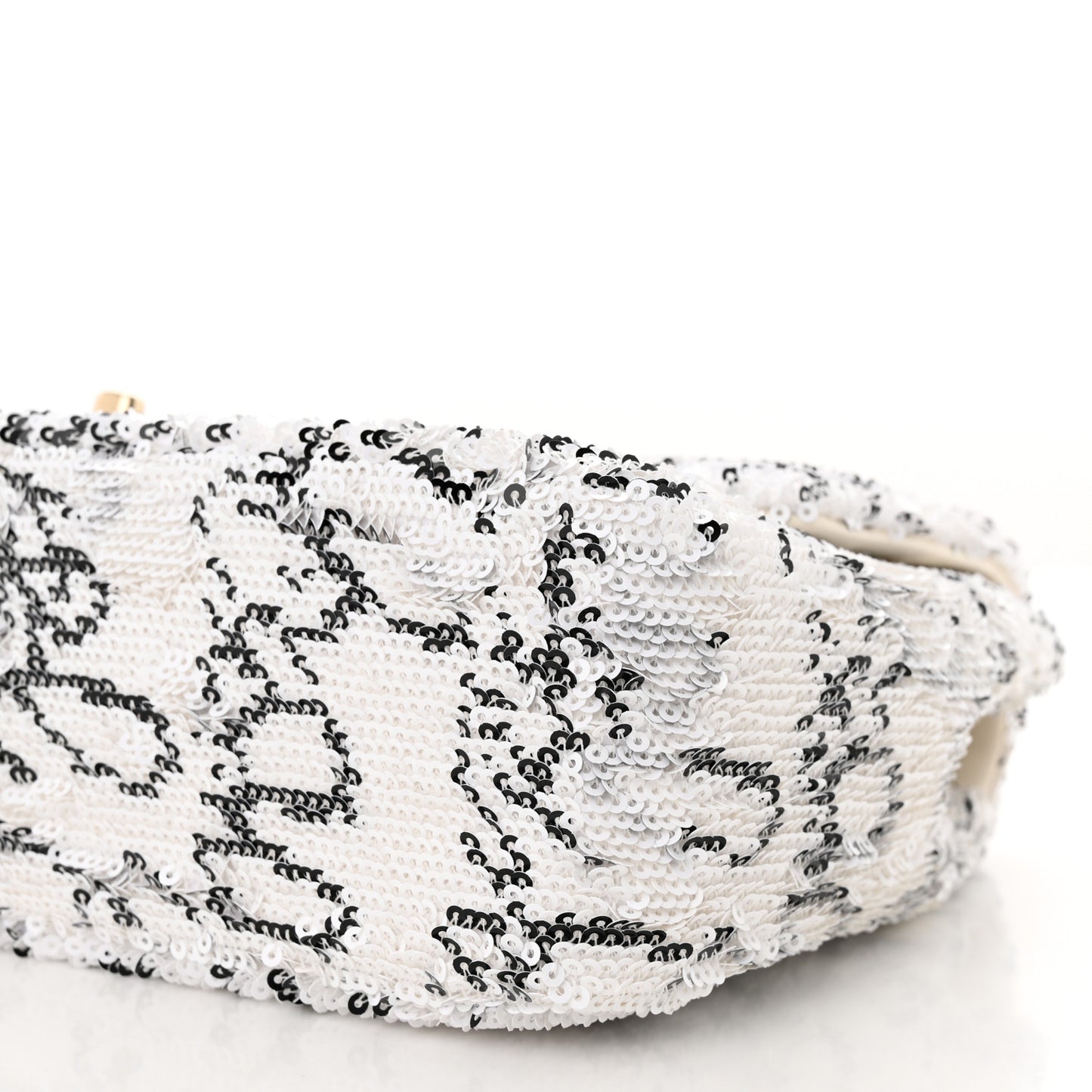 Sequin Logo Medium Flap White Black