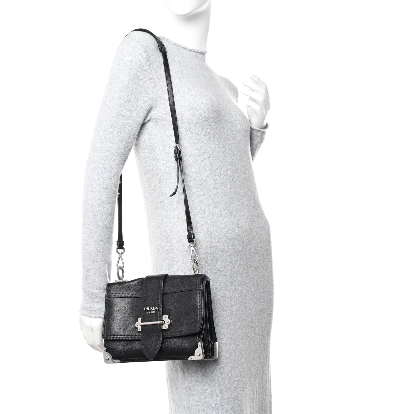 Glace Calfskin Large Soft Cahier Bag Black