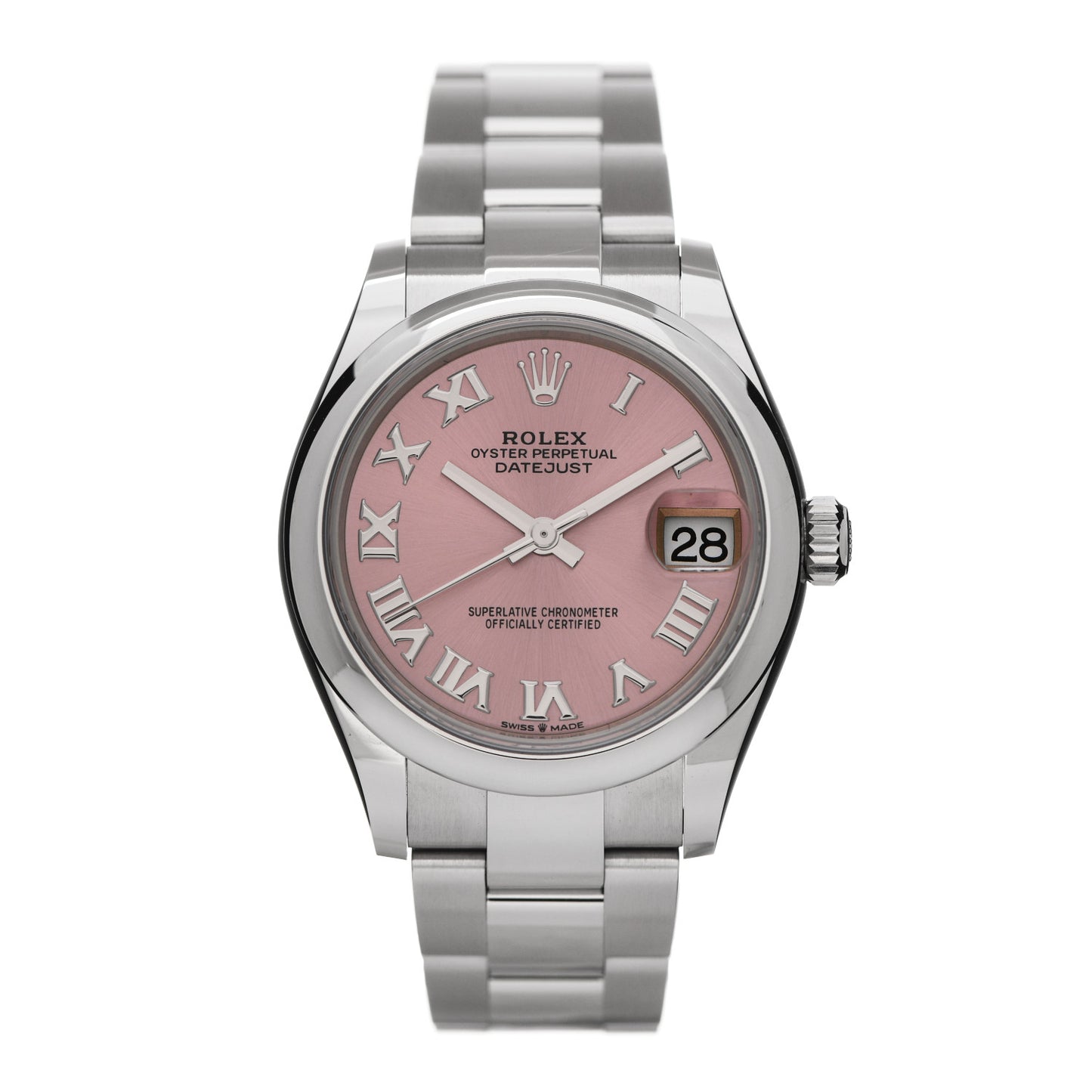 Stainless Steel 31mm Oyster Perpetual Datejust Watch Pink Roman 278240