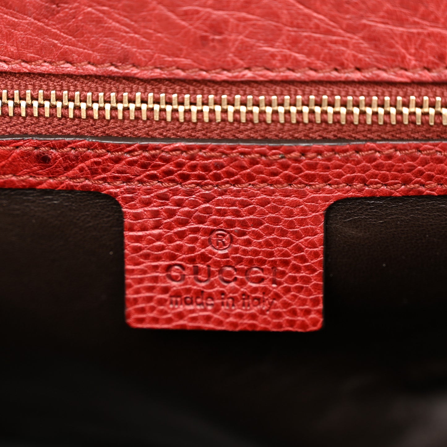 Ostrich Medium New Bamboo Top Handle Bag Red