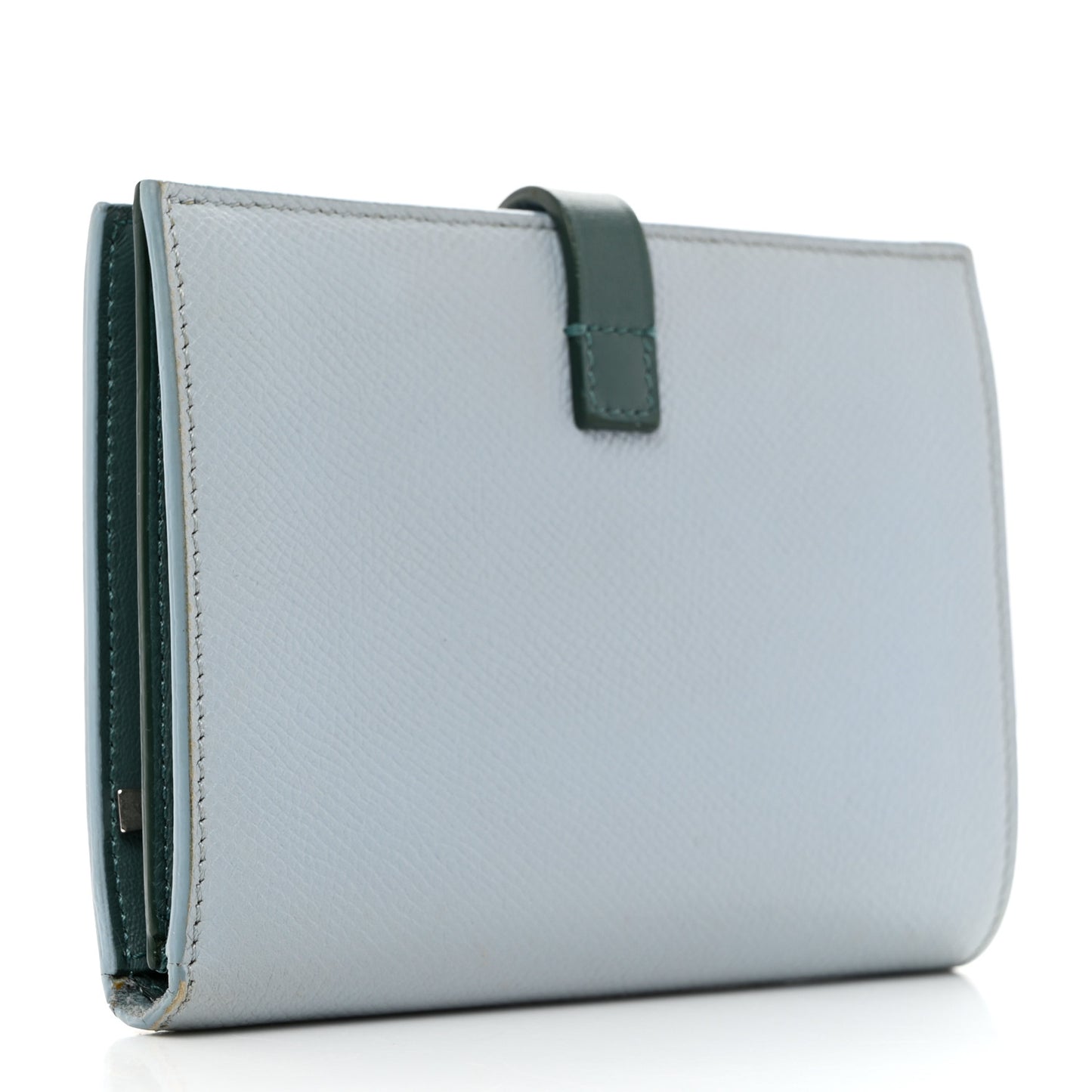 Grained Calfskin Medium Multifunction Strap Wallet Pale Blue