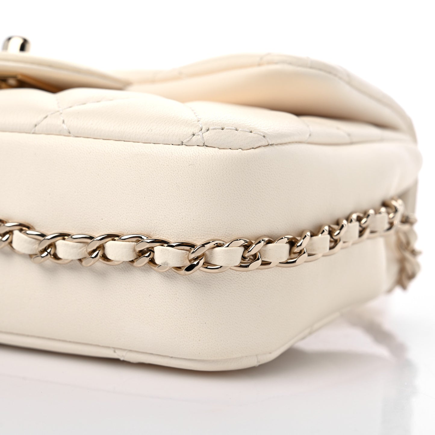 Lambskin Quilted Mini My Precious Flap White