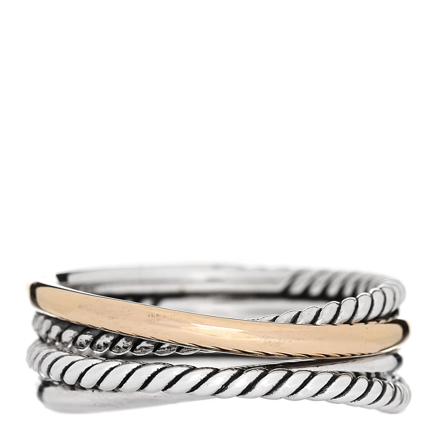 Sterling Silver 18K Yellow Gold Narrow Crossover Ring 53 6.5