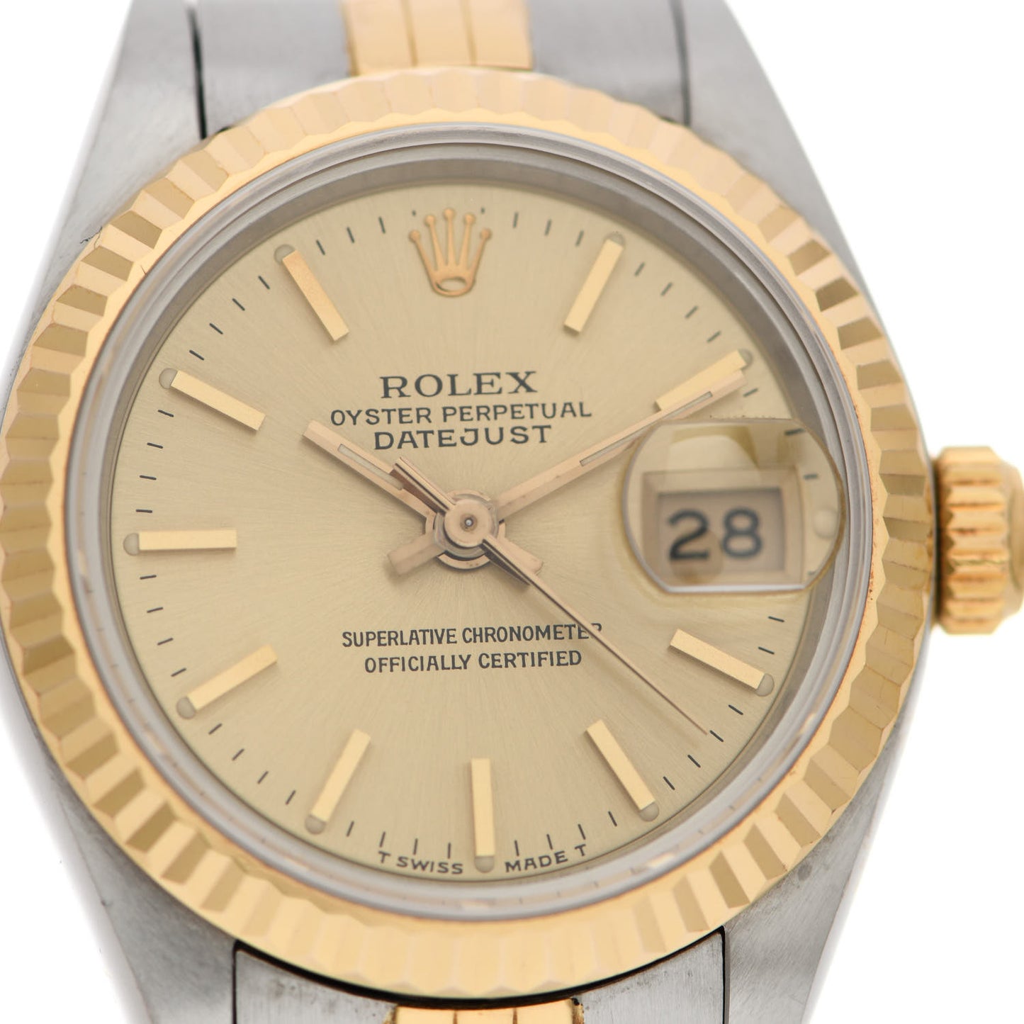 Stainless Steel 18K Yellow Gold 26mm Oyster Perpetual Datejust Watch Champagne 69173
