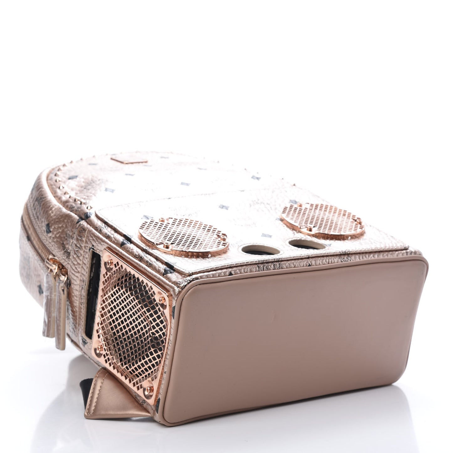 Metallic X Wizpak Visetos Studded Sound System Speaker Backpack Champagne Gold