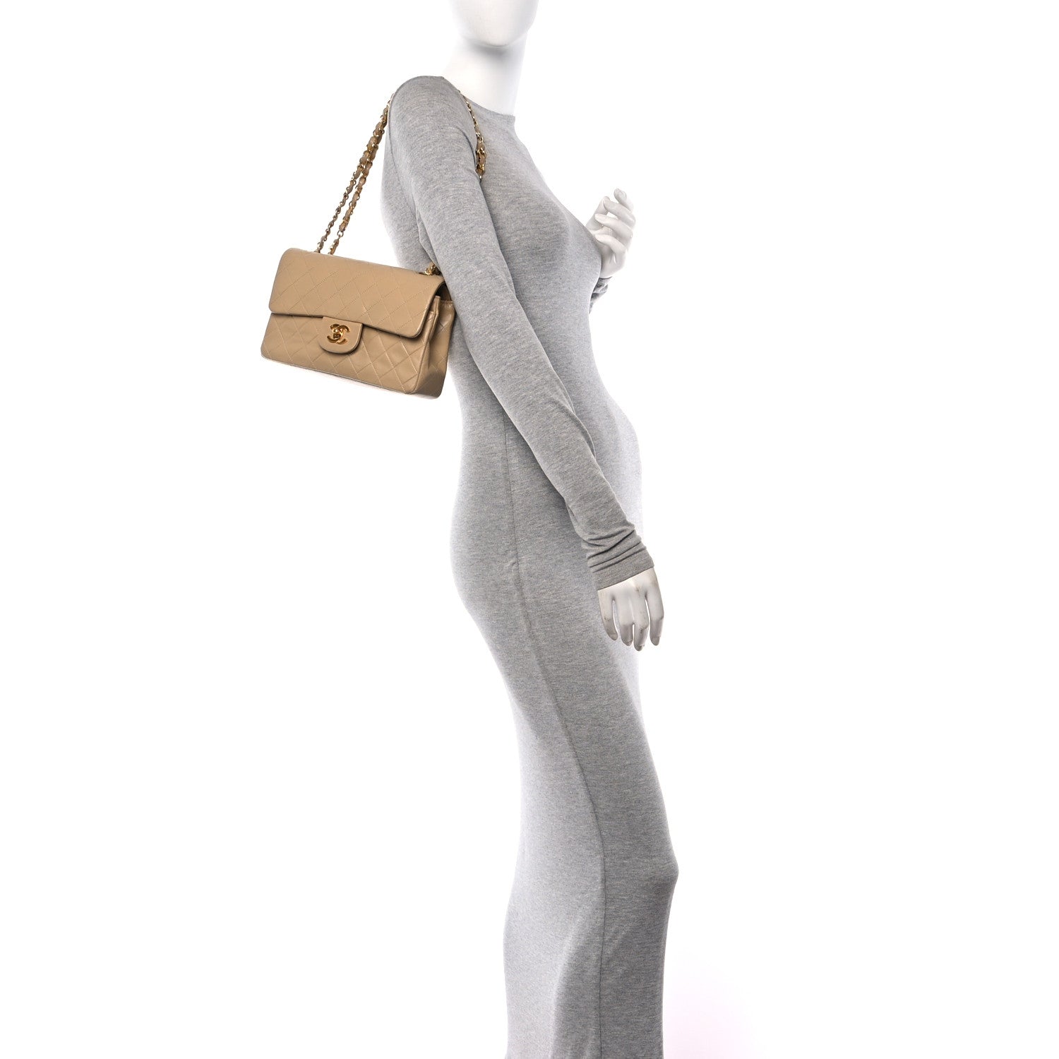 Chanel Lambskin Quilted Small Double Flap Beige 2 of 14