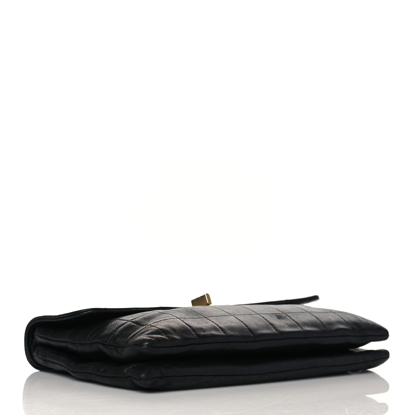 Lambskin Chocolate Bar Mademoiselle Flap Black