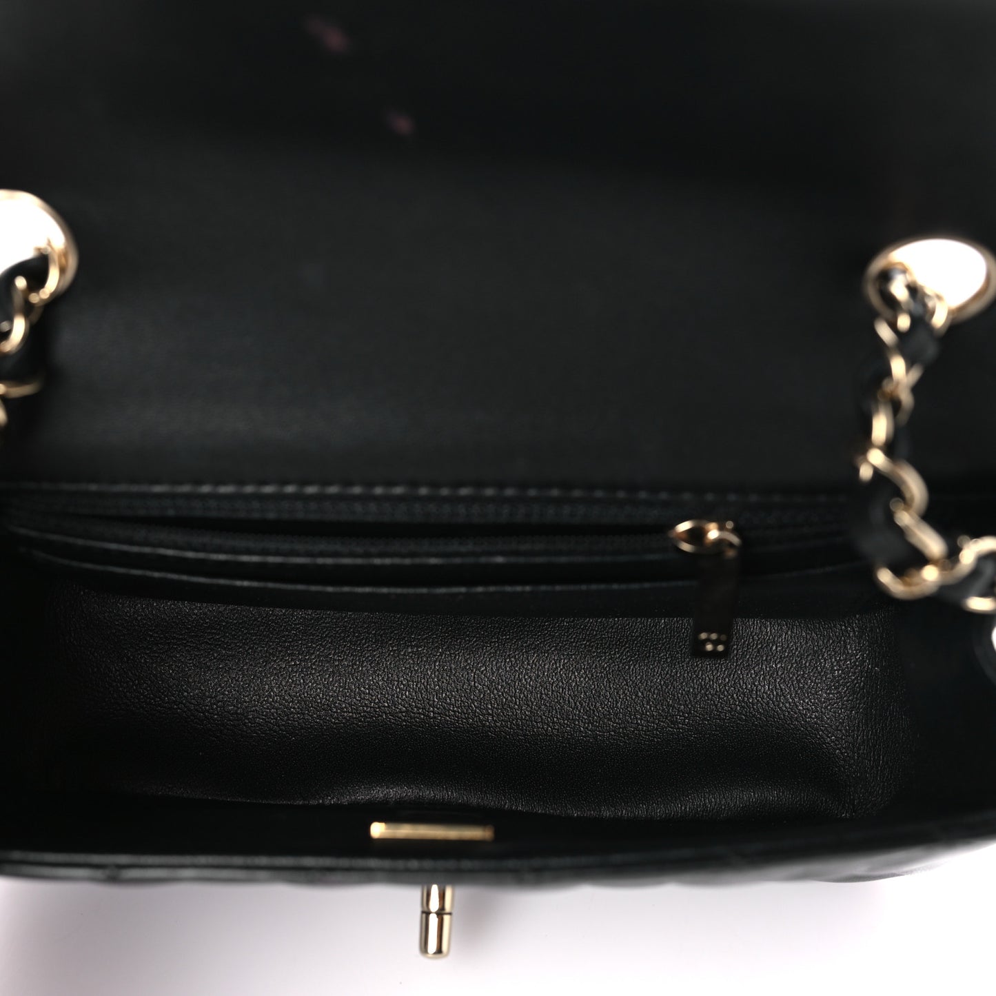 Lambskin Quilted Mini Rectangular Flap Black