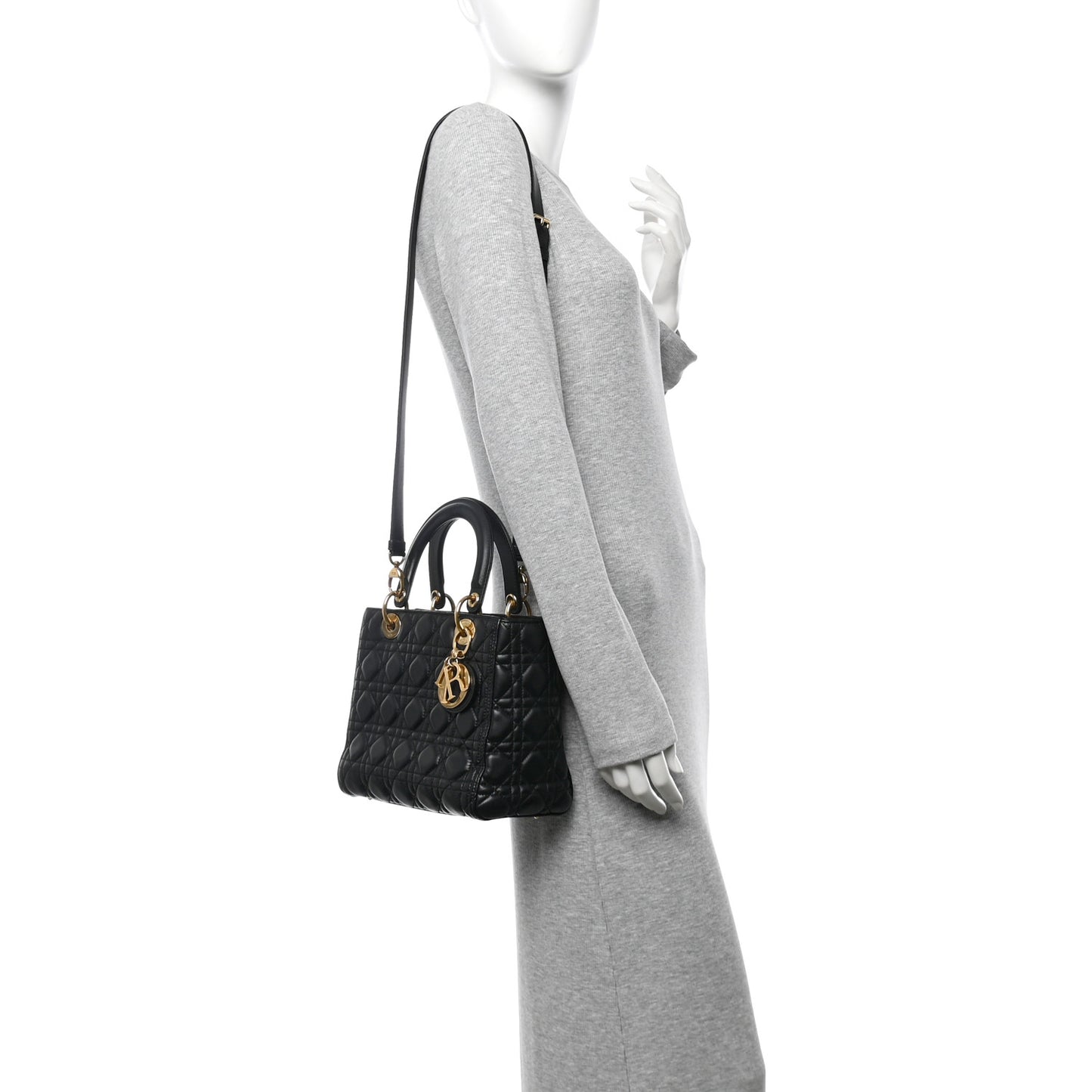 Lambskin Cannage Medium Lady Dior Black