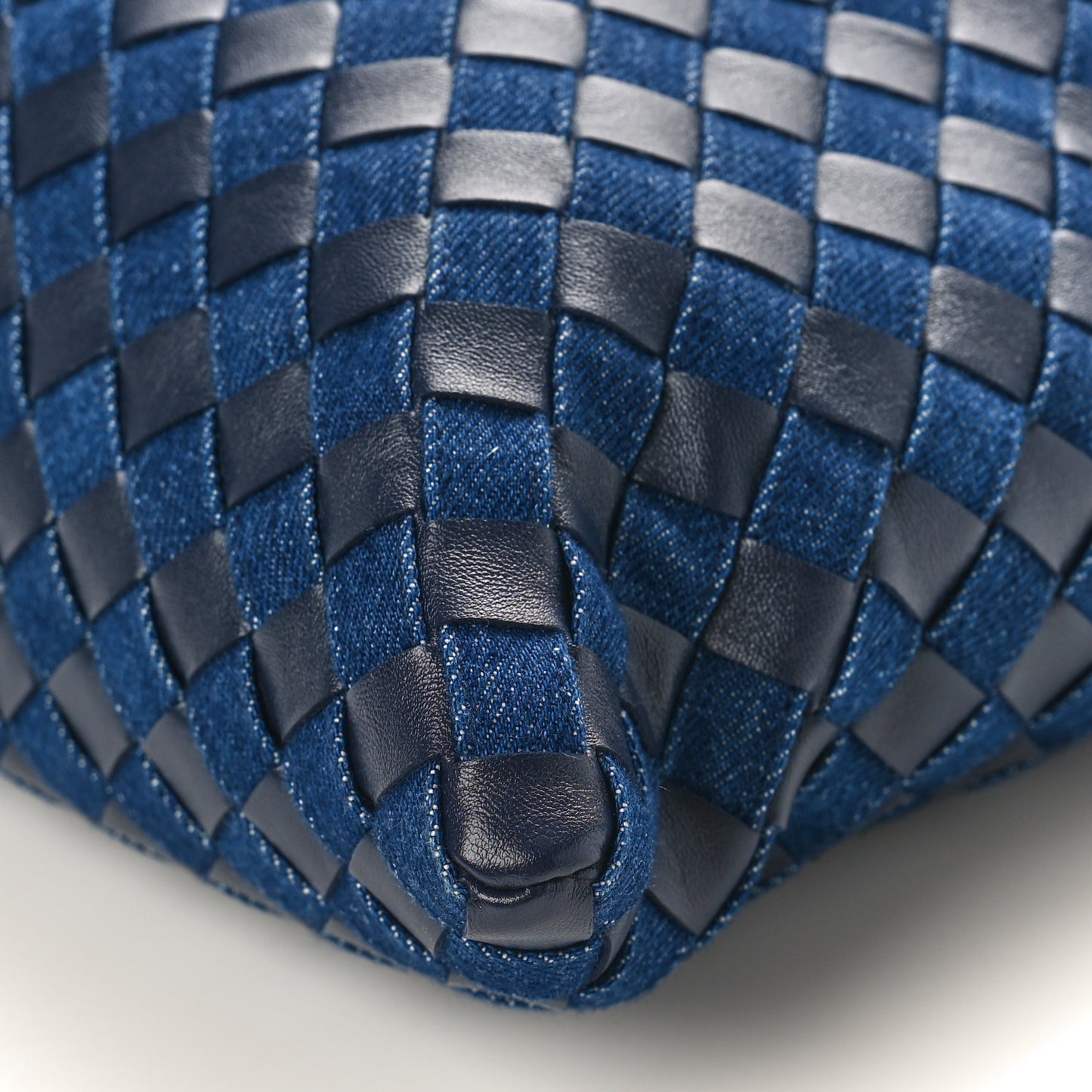 Denim Calfskin Intrecciato Small Hop Abyss Indigo