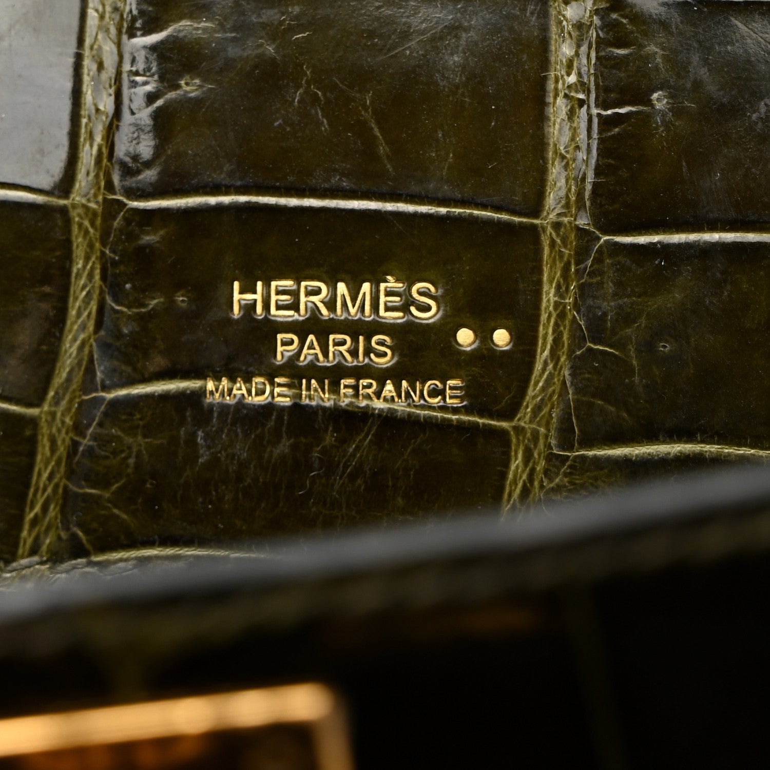 Hermes Shiny Niloticus Crocodile Kelly Cut Pochette Vert Veronese 7 of 15