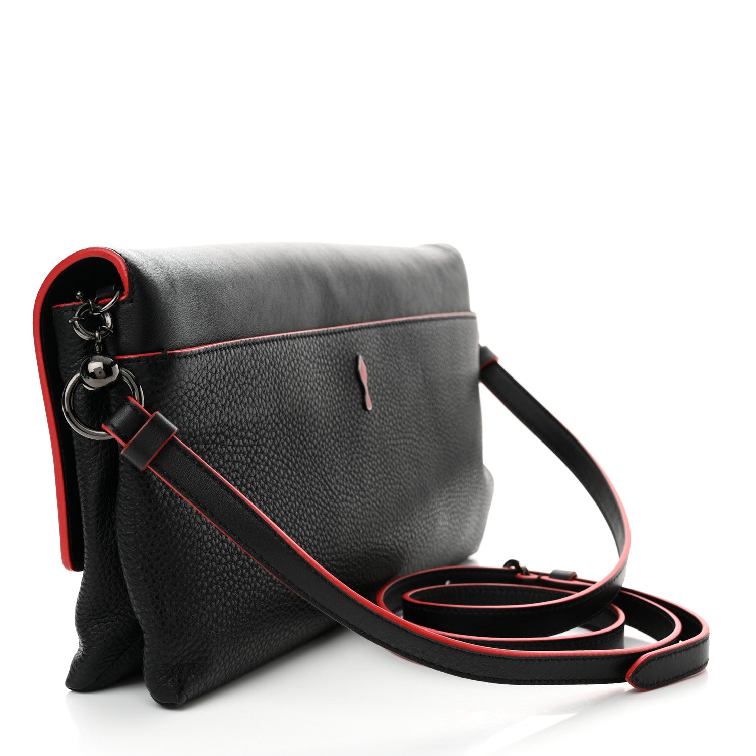 Christian Louboutin Calfskin Rougissime Flap Crossbody Clutch Black 4 of 12