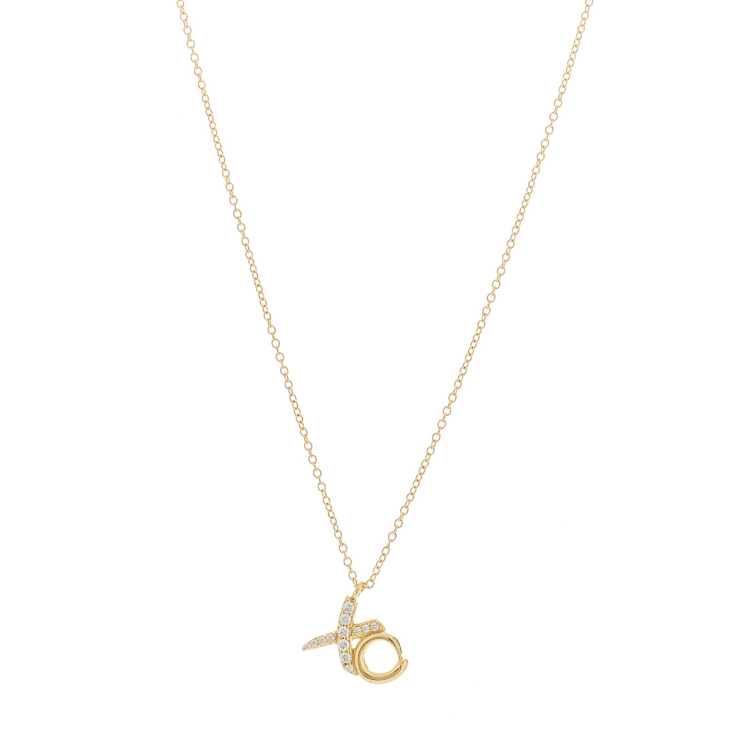 Tiffany 18K Yellow Gold Diamond Paloma Picasso Love & Kisses Pendant Necklace 1 of 7