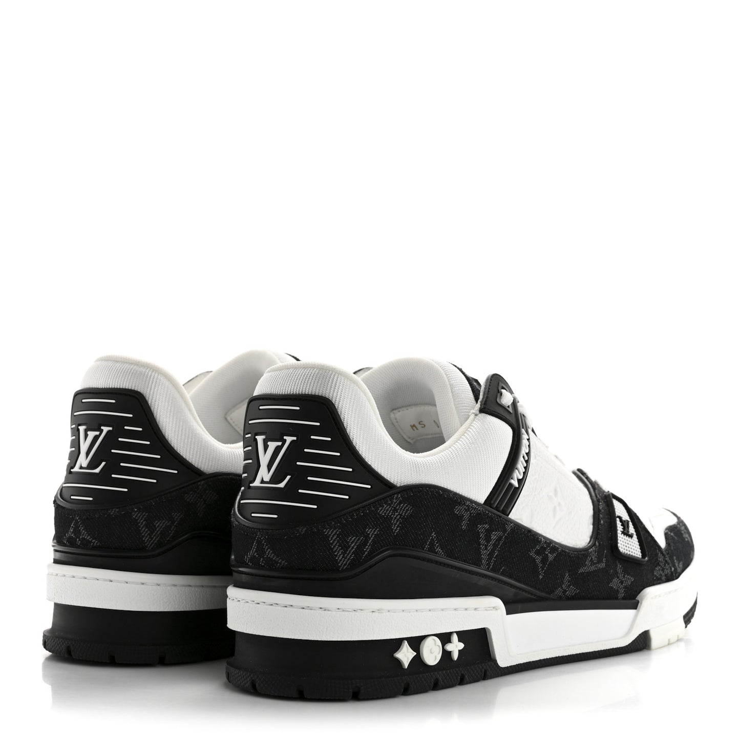 Calfskin Monogram Denim Mens LV Trainer Sneakers 9 Black