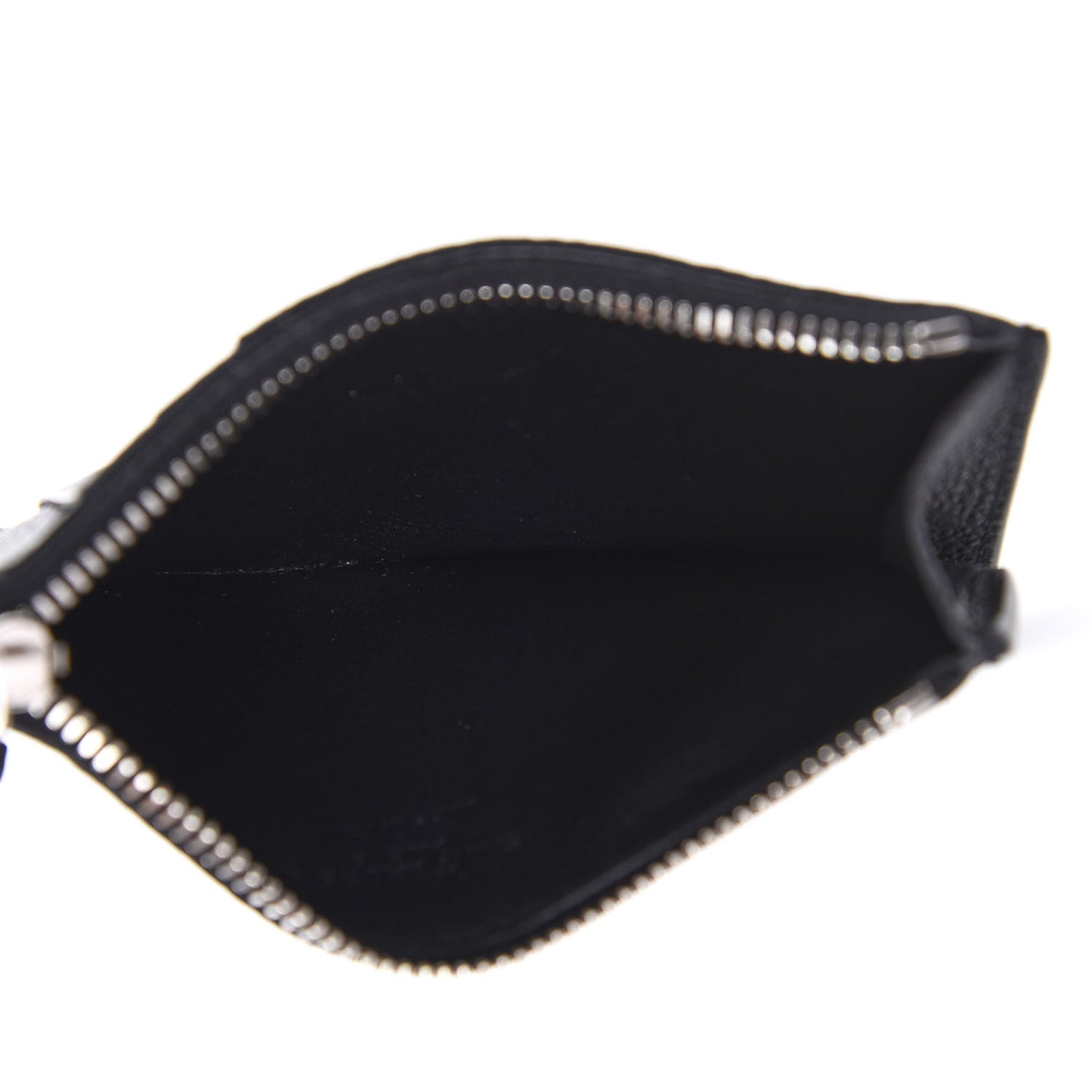 Grained Calfskin 5 Fragments Zip Pouch Card Holder Black