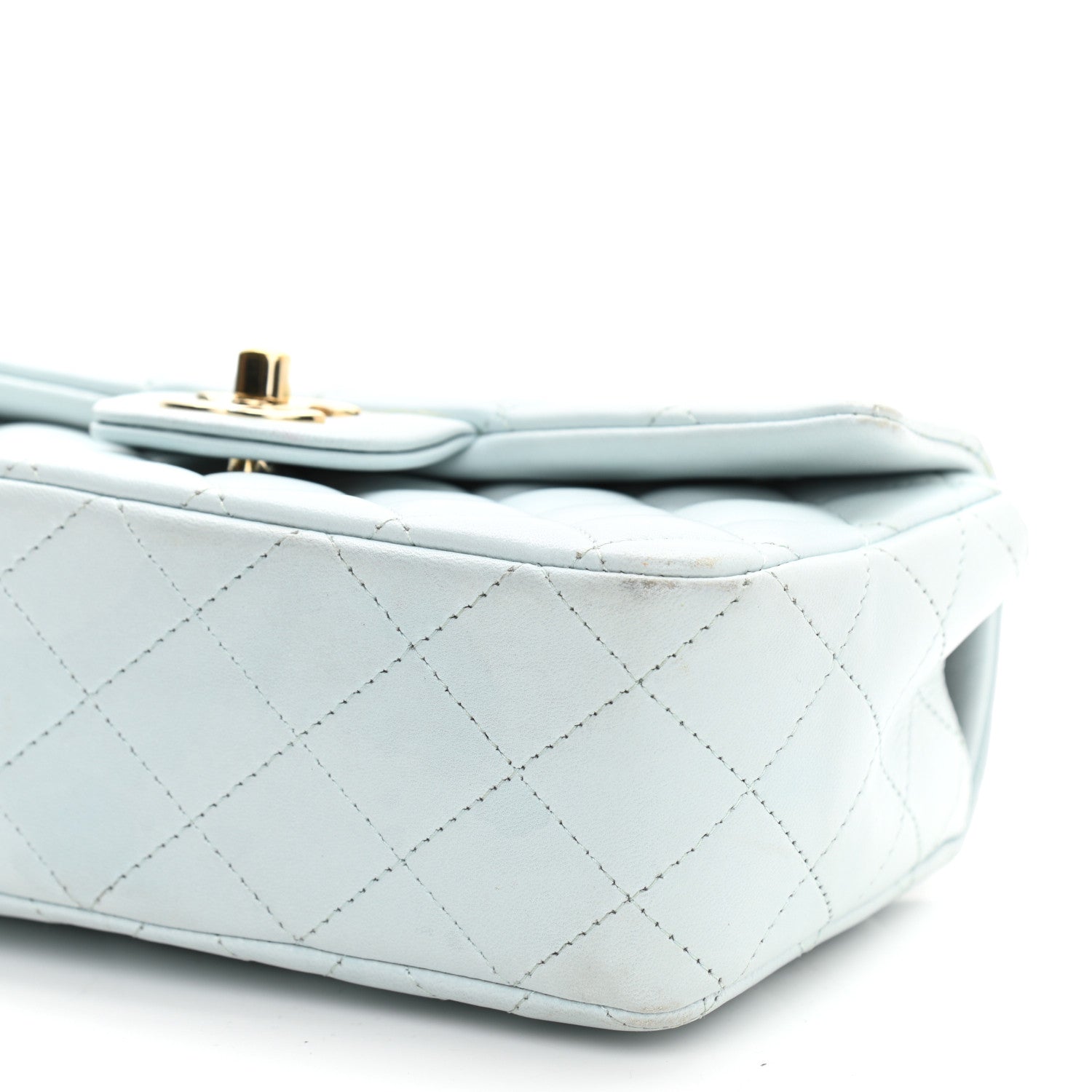 Chanel Lambskin Quilted Mini Top Handle Rectangular Flap Light Blue 10 of 13