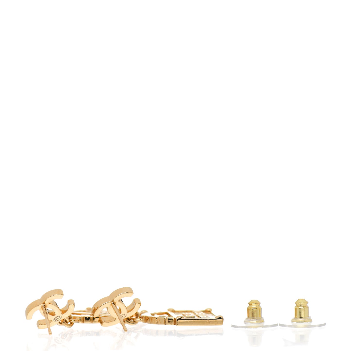 Metal CC Rue Cambon Drop Earrings Gold