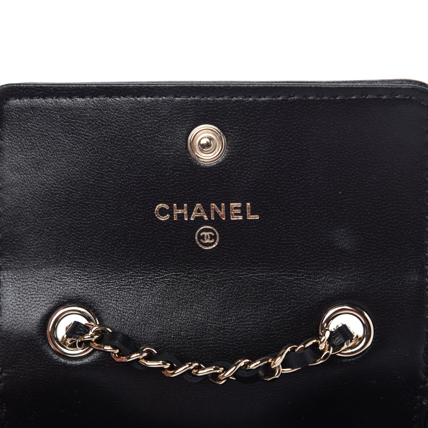 Chanel Lambskin Camellia Embossed Chain Belt Bag Black 6 of 11