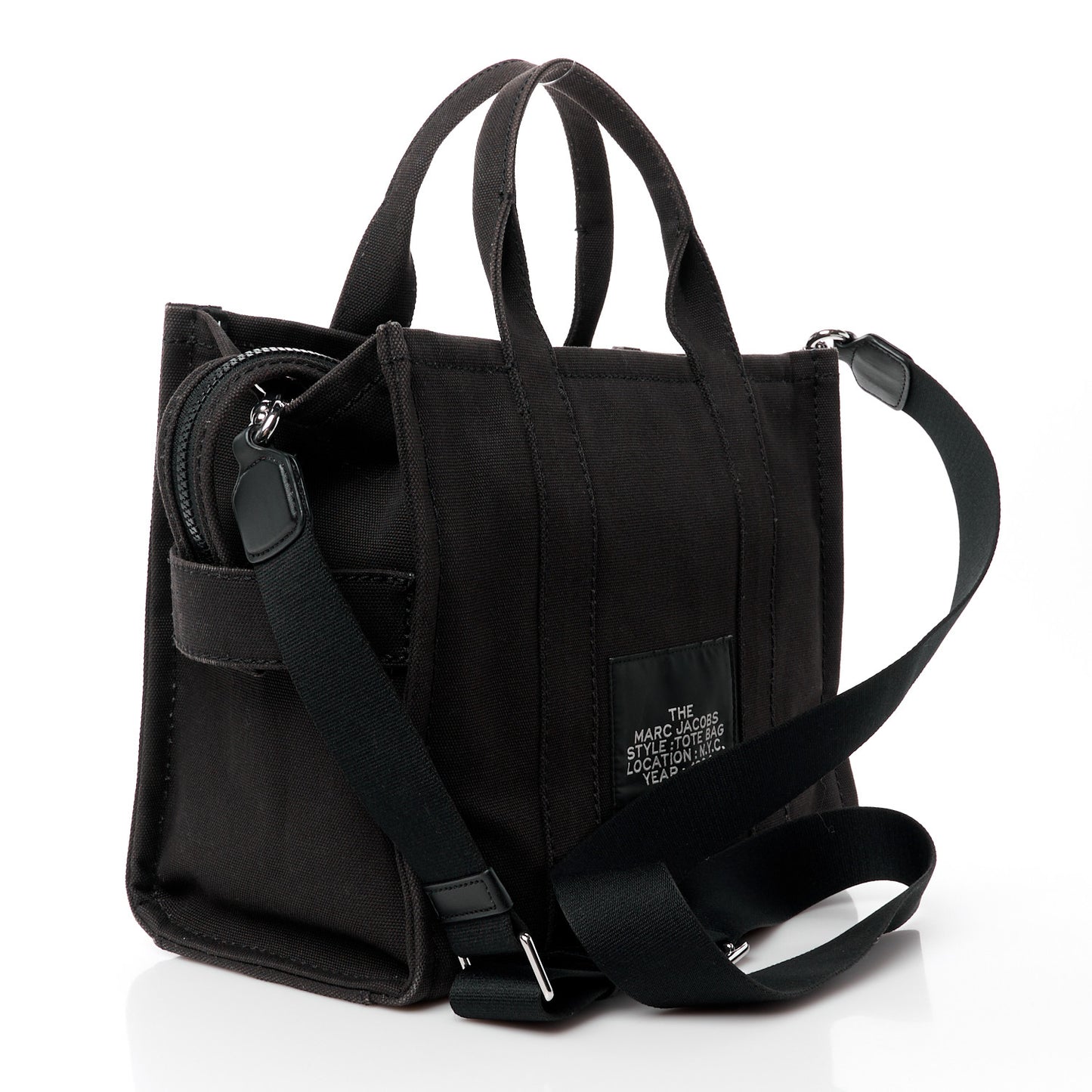 Cotton Canvas Small The Traveler Tote Bag Black