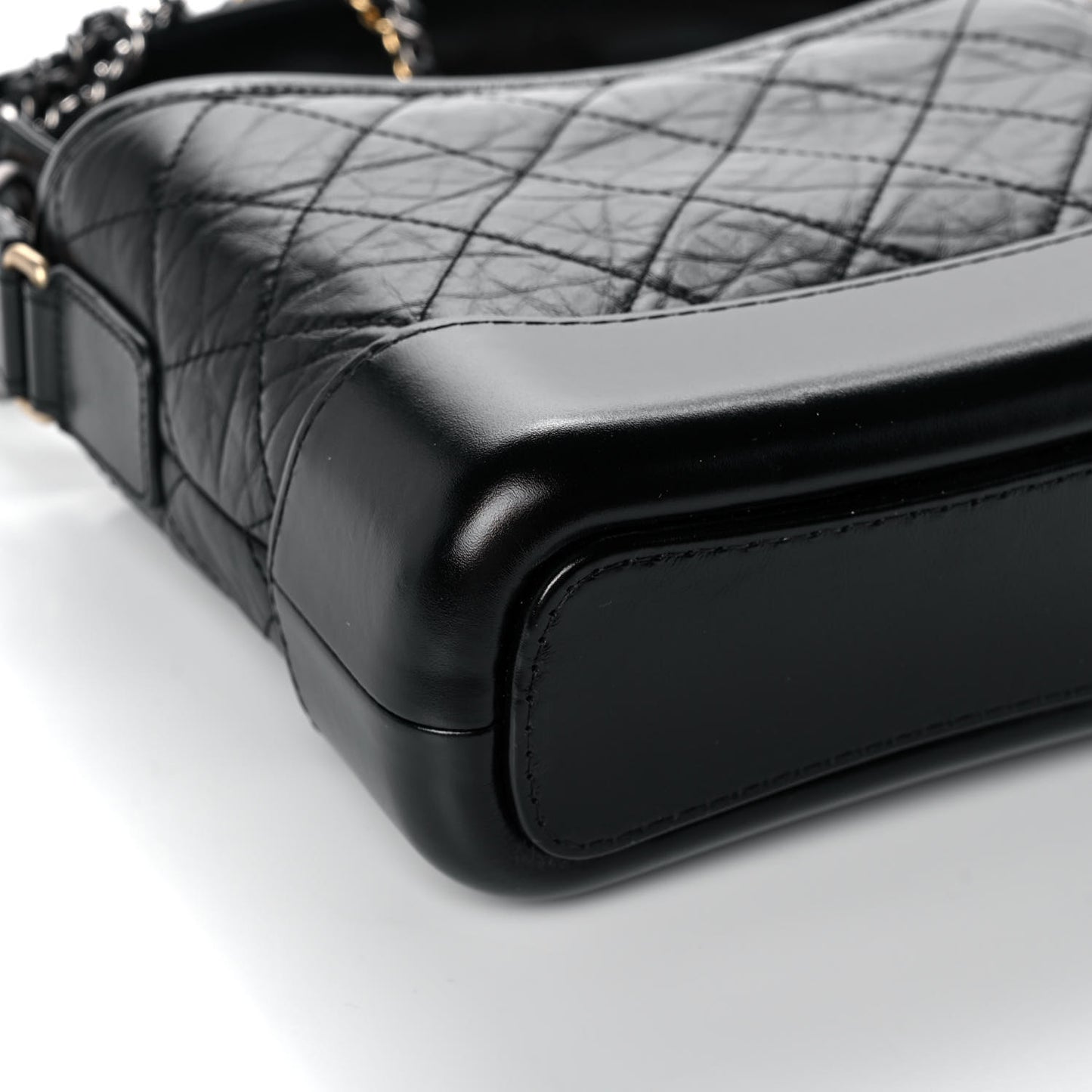 Aged Calfskin Quilted Small Gabrielle Logo Hobo Black