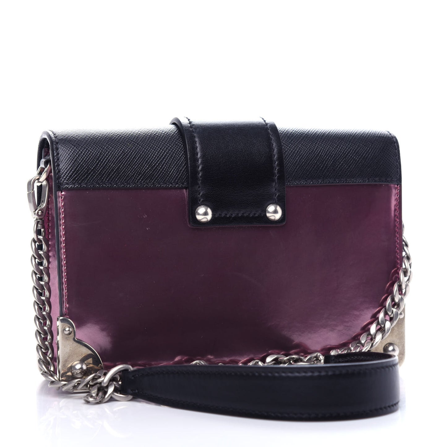 Metallic Vitello Saffiano Cahier Bag Ferro Black