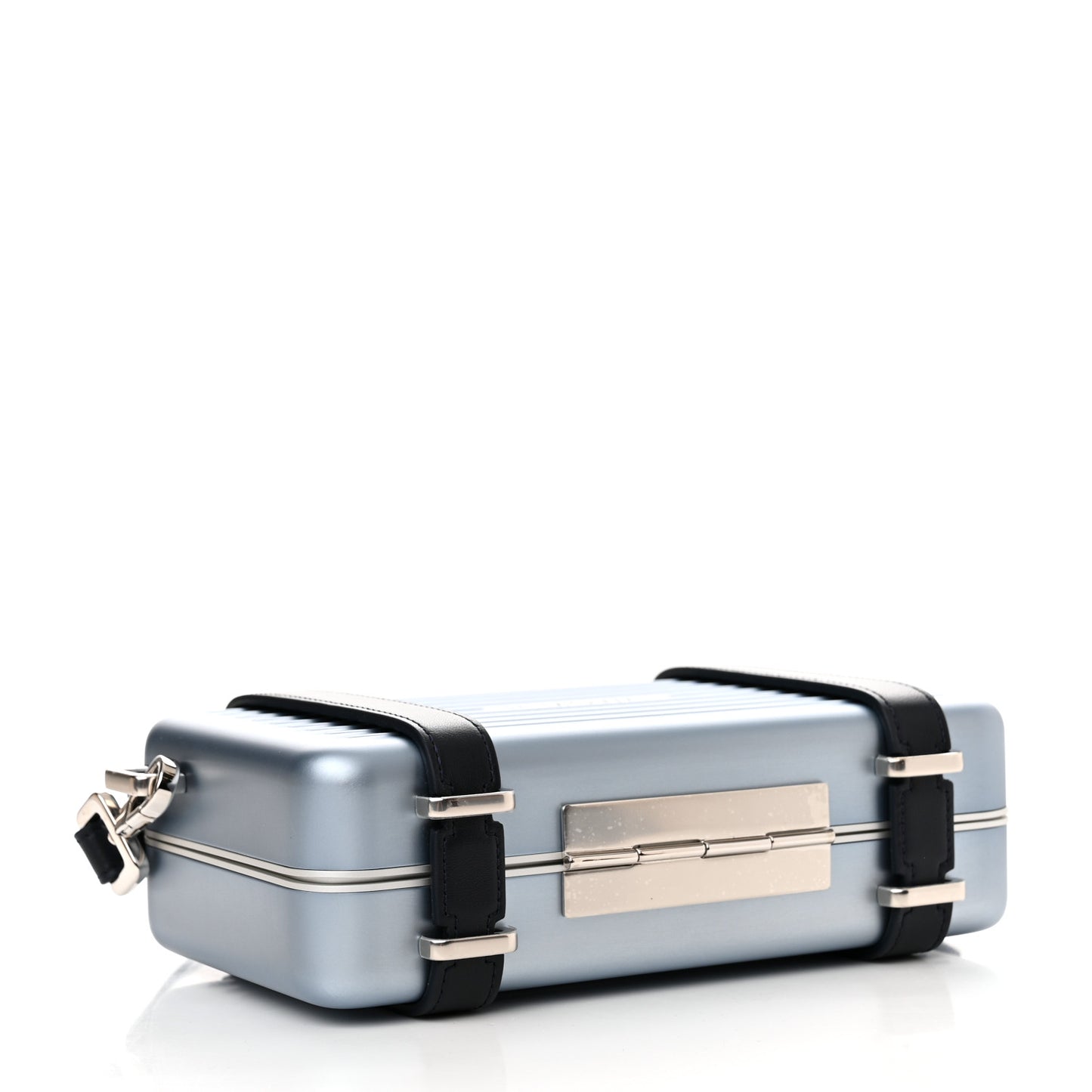 X RIMOWA Aluminum Personal Clutch On Strap Bleu