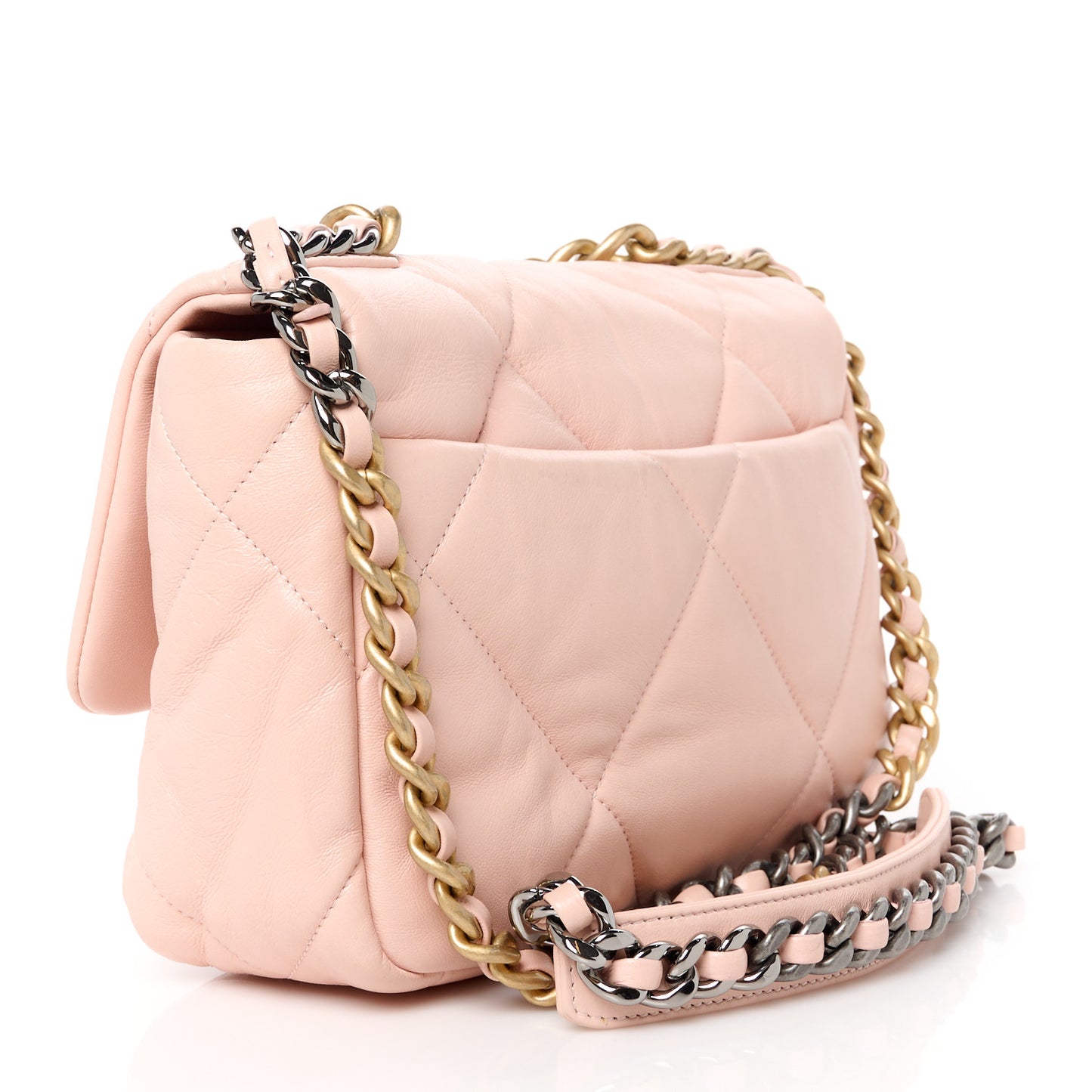 Lambskin Quilted Medium Chanel 19 Flap Light Pink