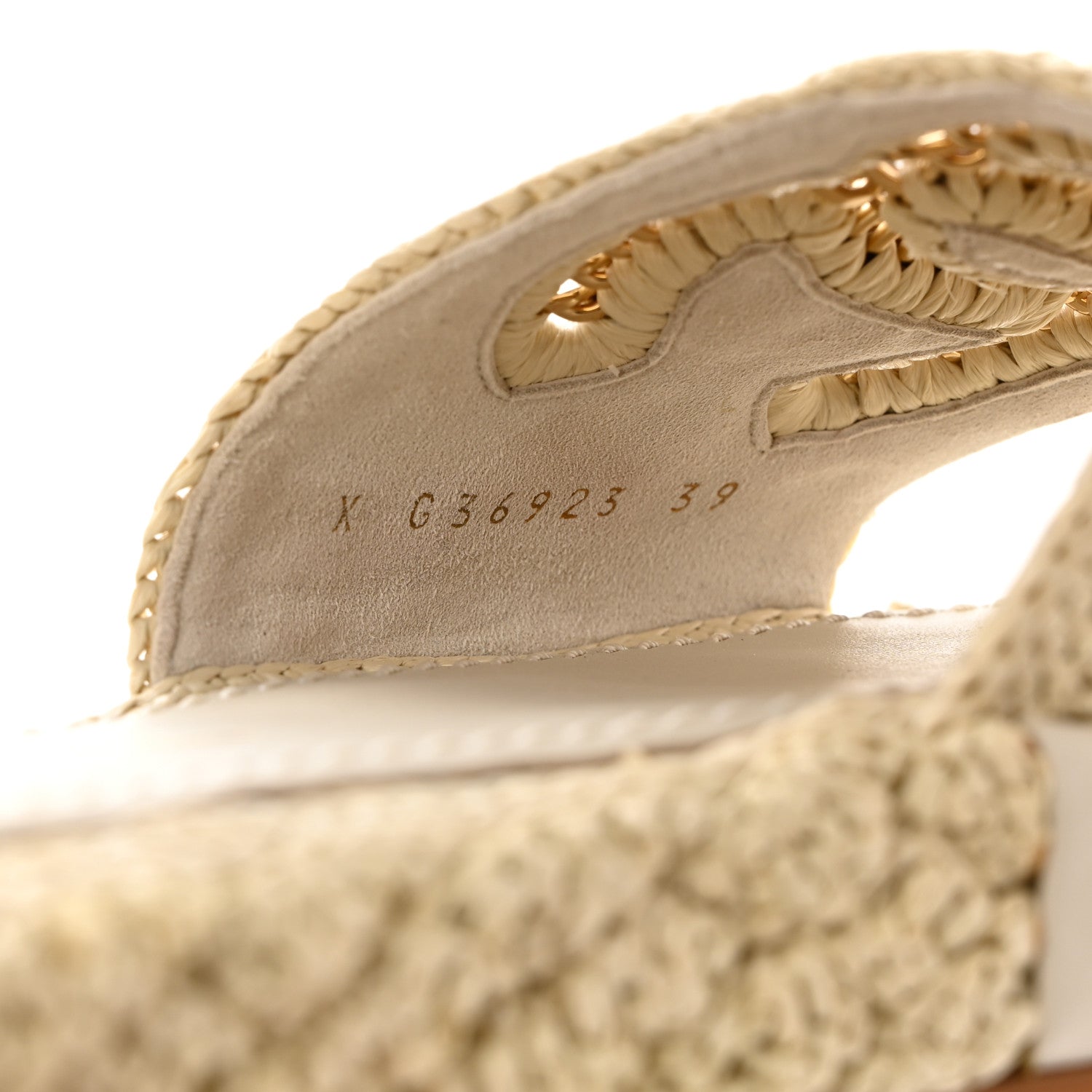 Chanel Raffia CC Espadrille Slip On Sandals 39 Beige 7 of 9