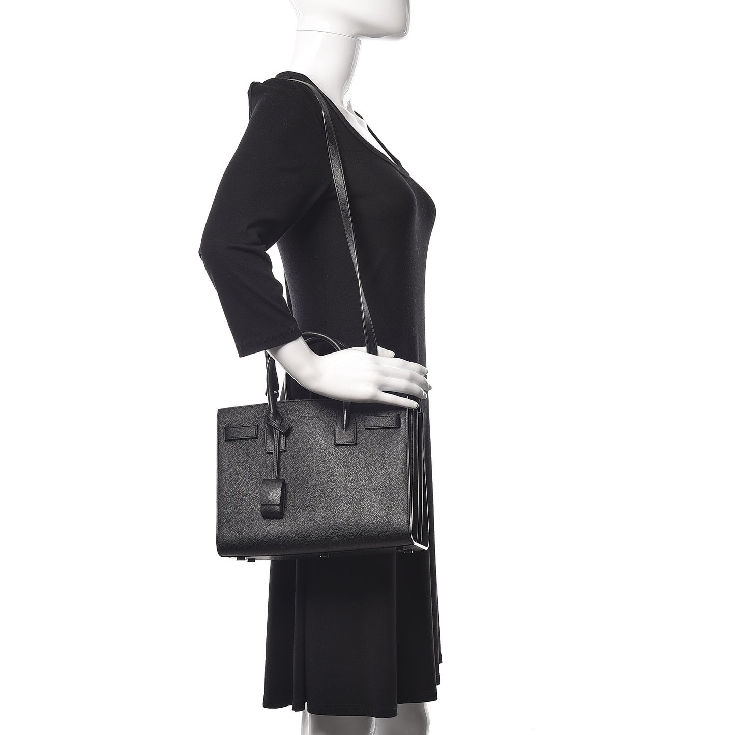 Grained Calfskin Baby Sac De Jour Black